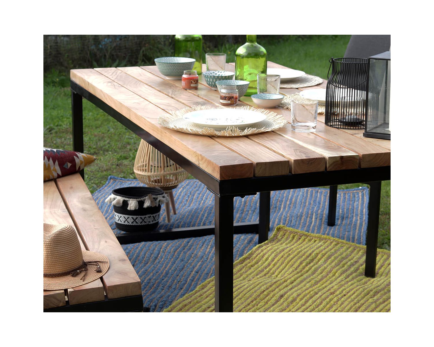 Tavolo da pranzo industriale "Garden" in legno e metallo