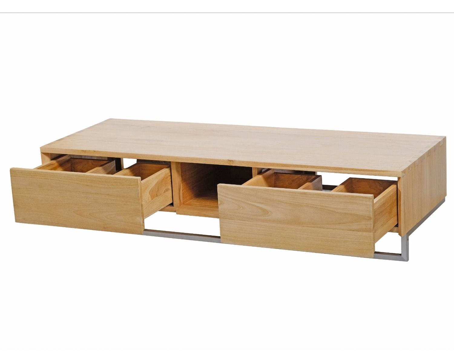 Mobiletto sospeso "Tika" in teak con portasciugamani 140 cm