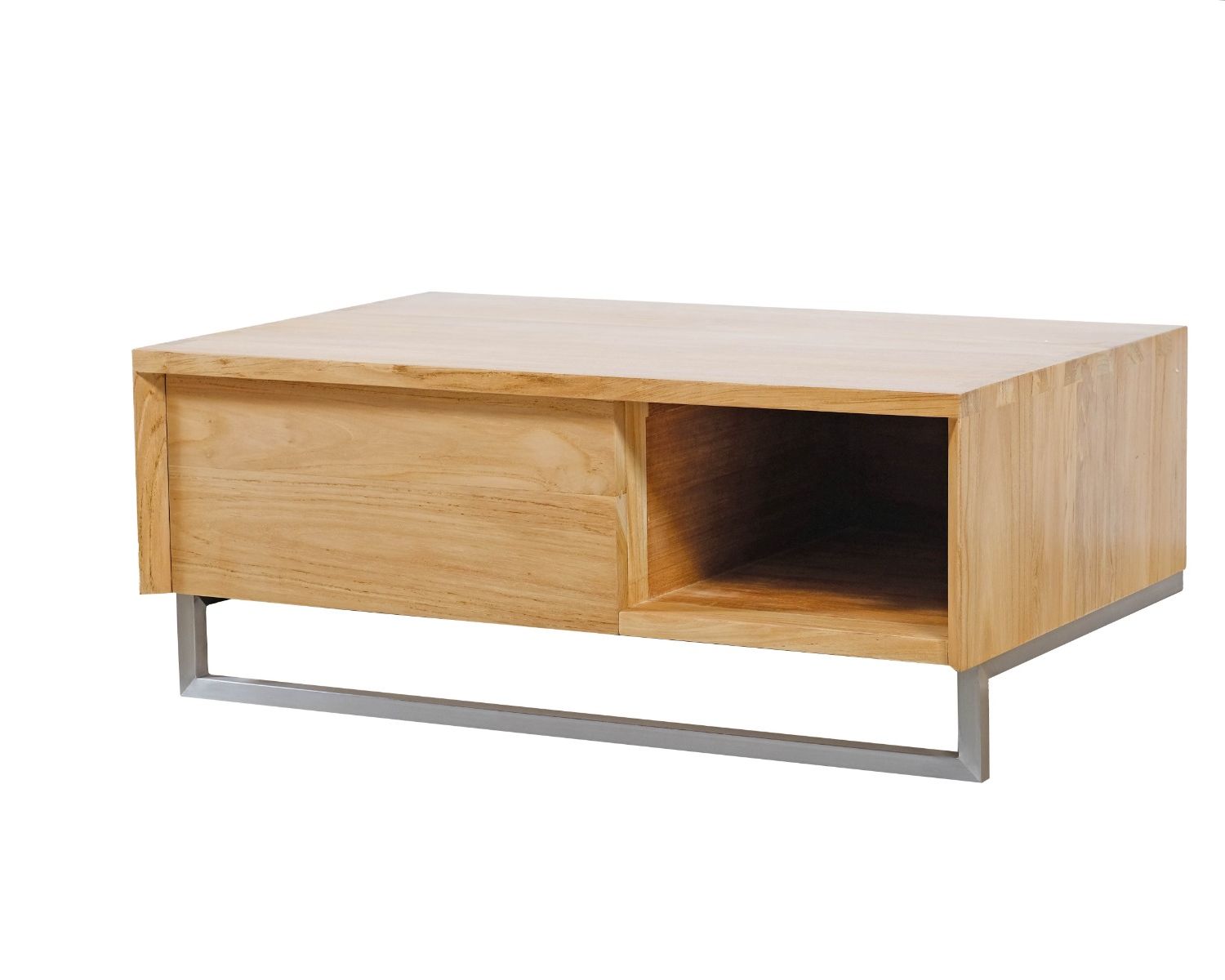 Mobiletto sospeso "Tika" in teak con portasciugamani da 80 cm