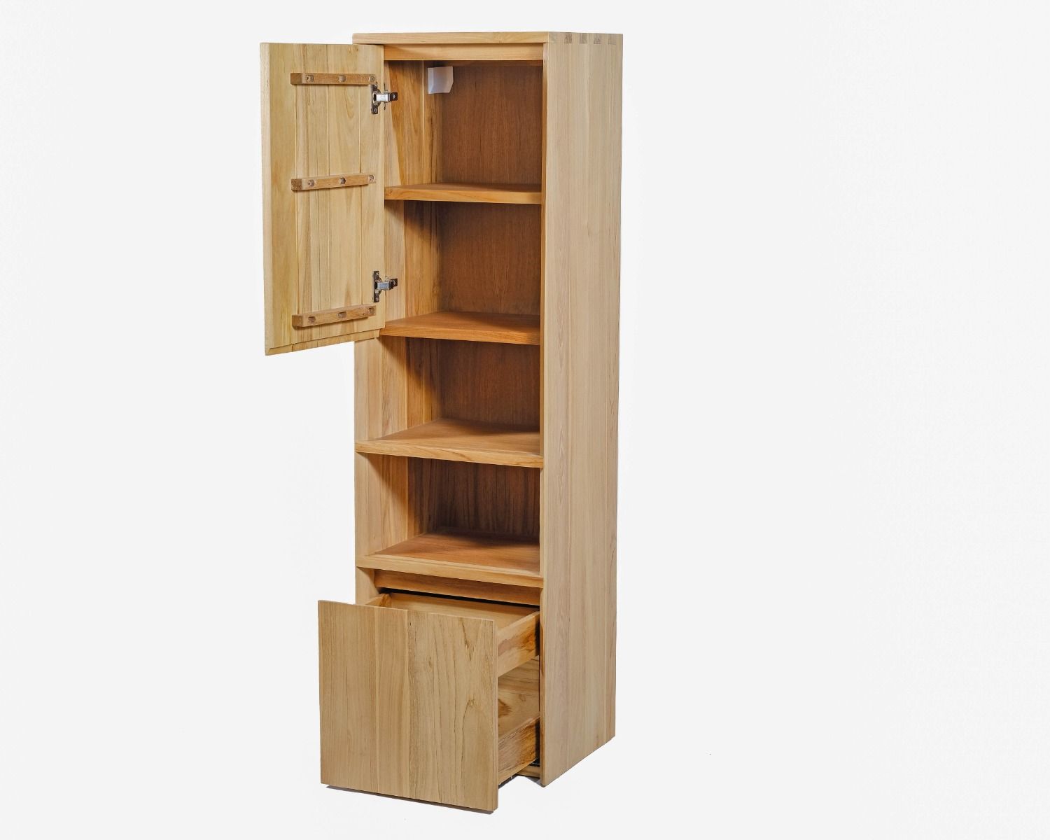 Mobile contenitore in teak "Tika" con anta, nicchie e cassetto