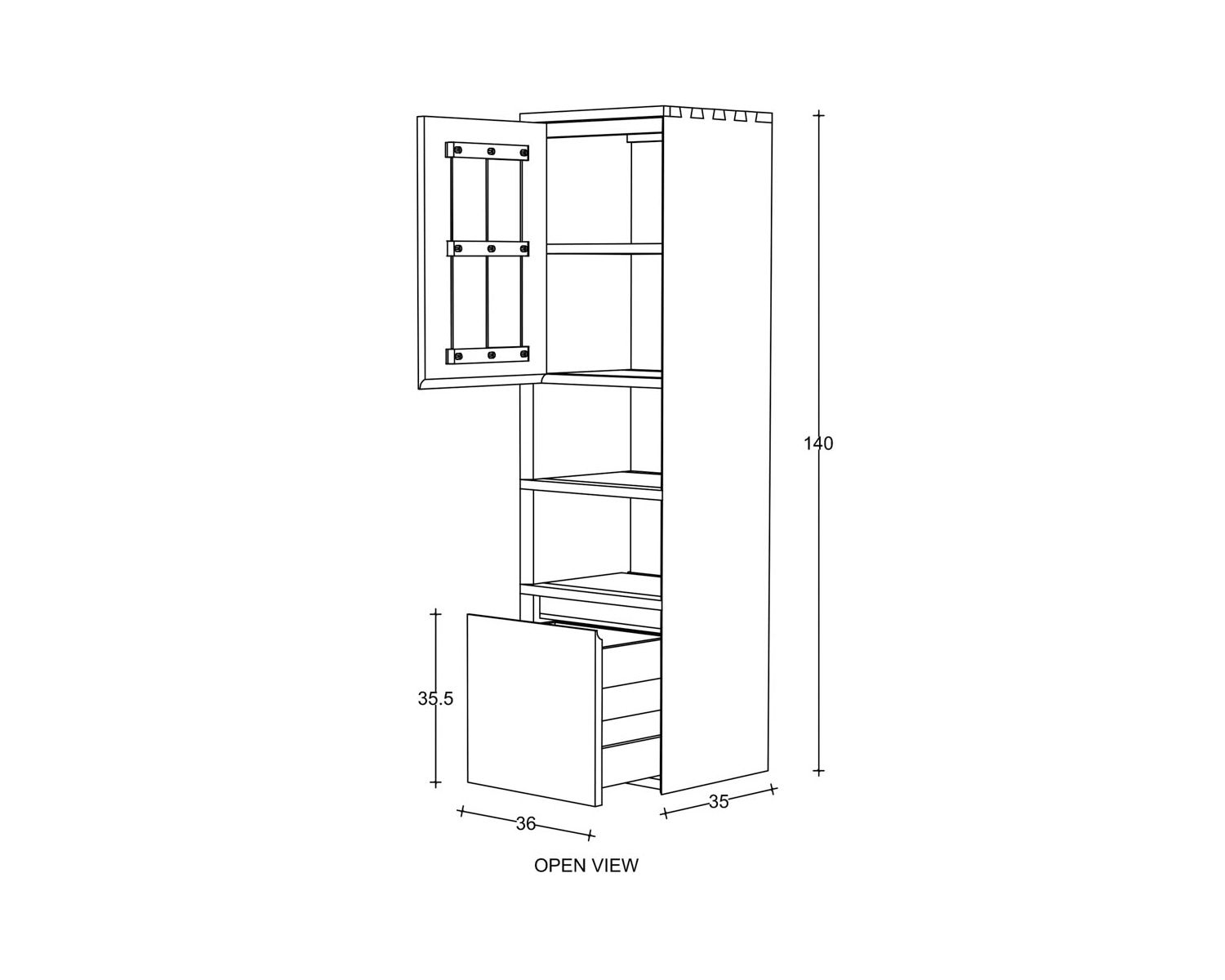 Mobile contenitore in teak "Tika" con anta, nicchie e cassetto