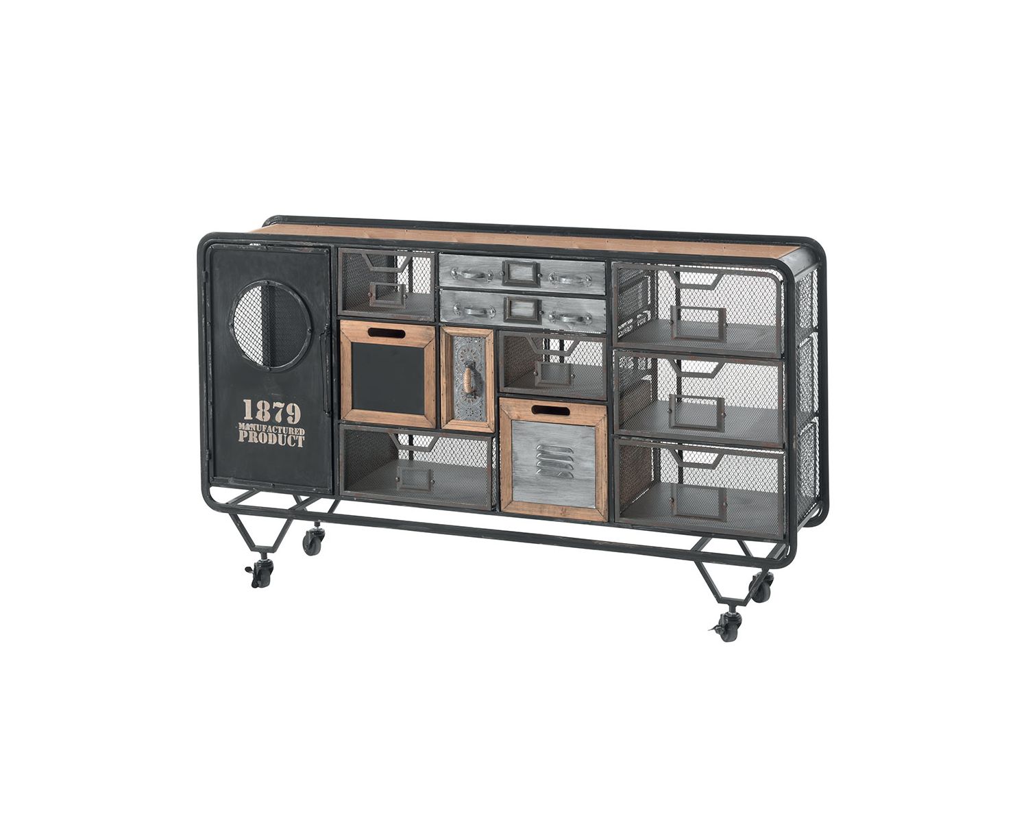 Cassettiera industriale "Mélimélo Indus", legno e metallo, su rotelle