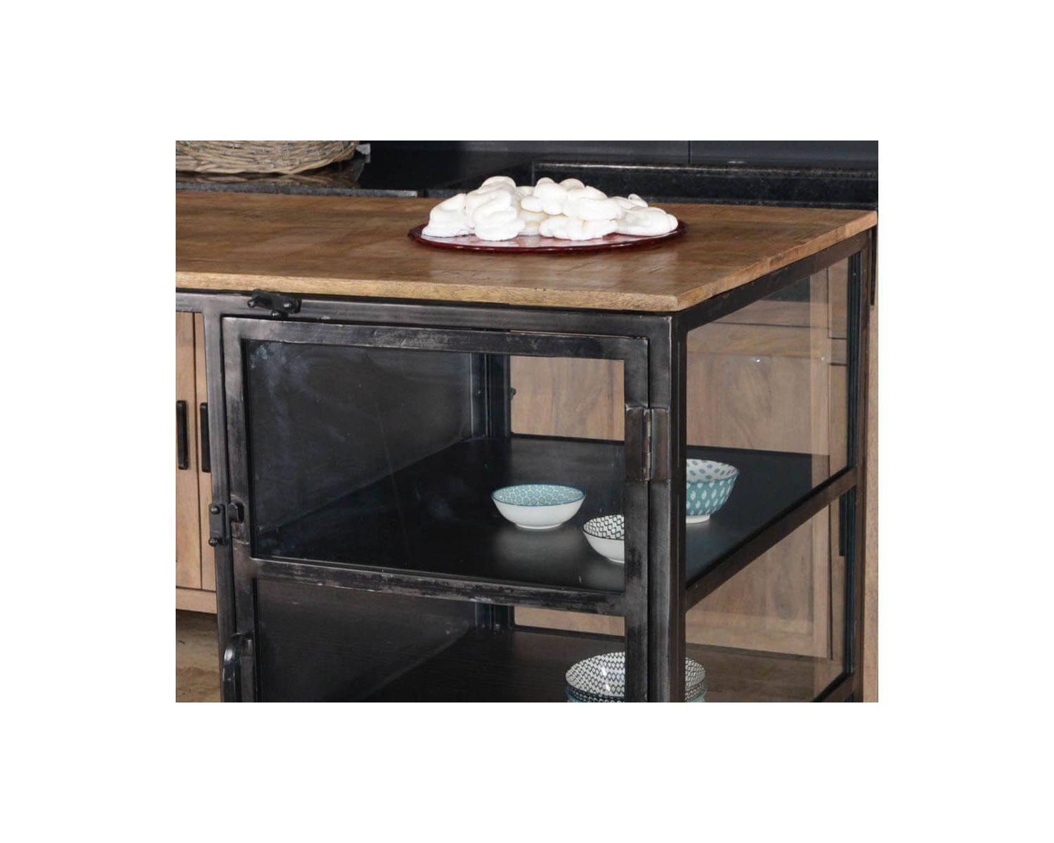Isola da cucina in legno e metallo "Black Cook" 150 cm