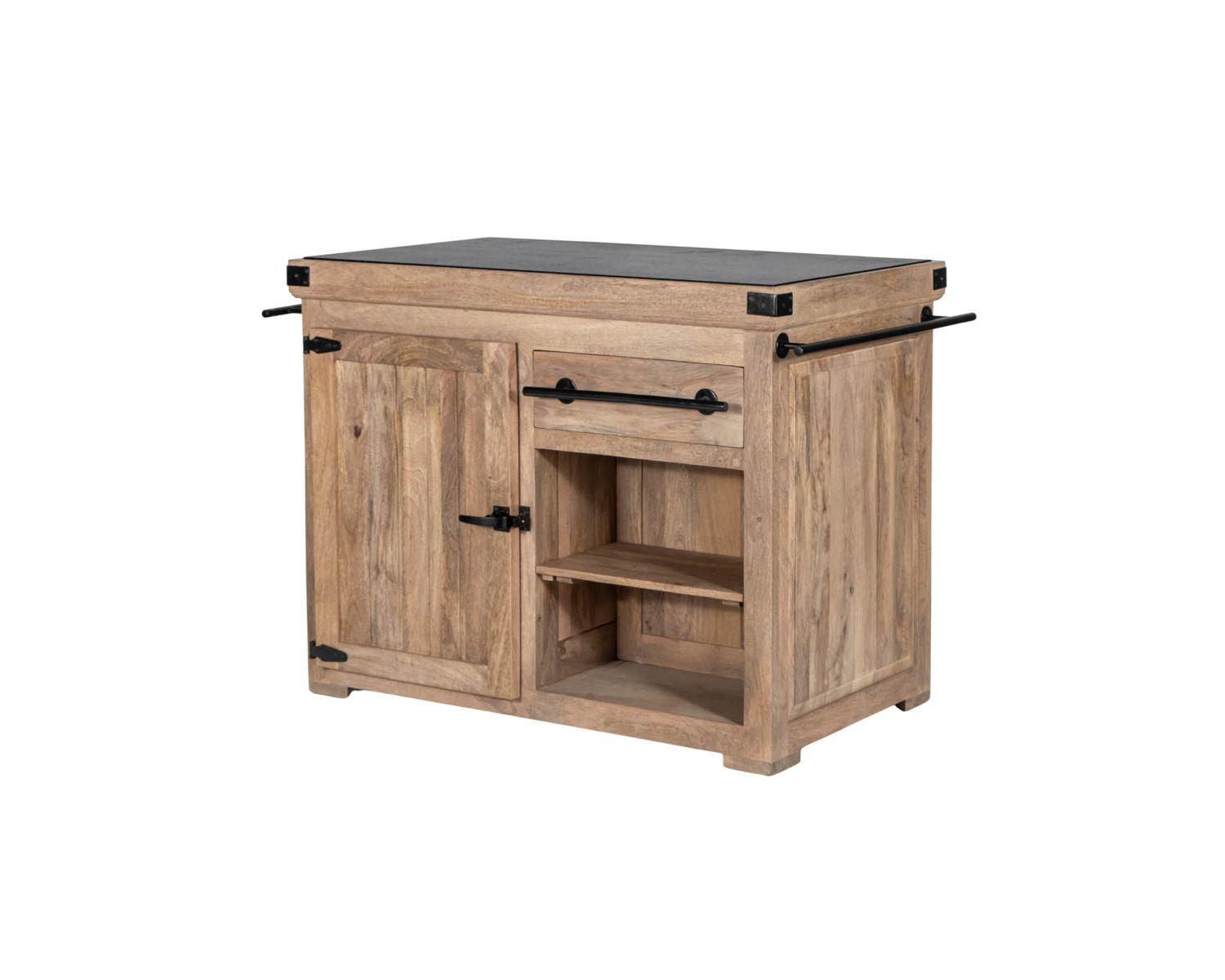 Blocco cucina in legno massiccio "Grand Chef" 115cm piano in pietra
