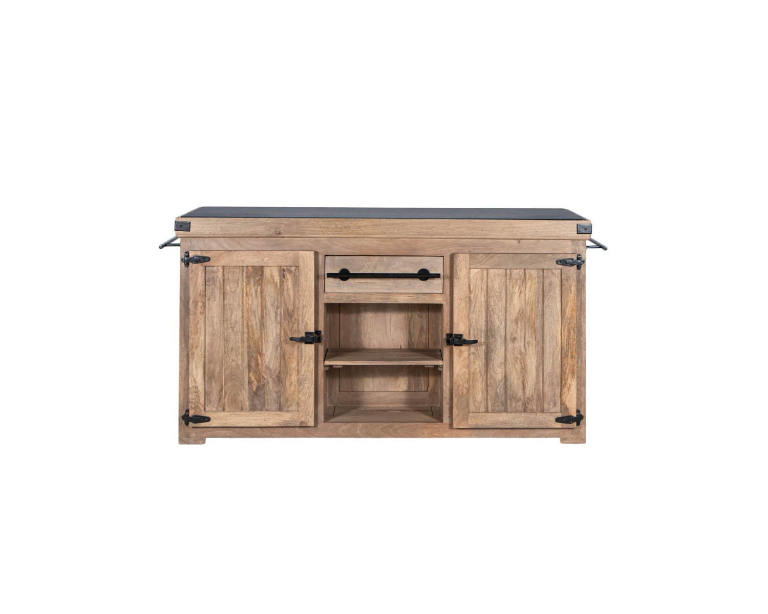 Blocco cucina grande in legno massiccio "Grand Chef" con piano in pietra 165 cm