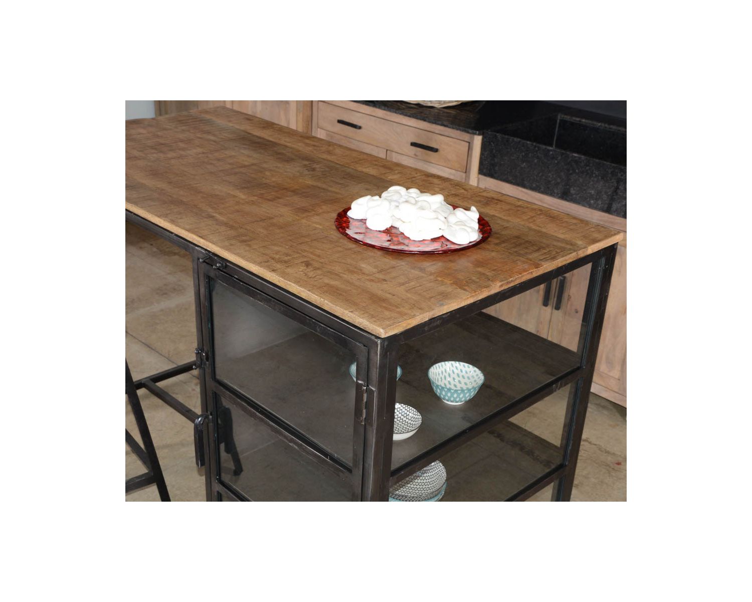 Isola da cucina in legno e metallo "Black Cook" 150 cm