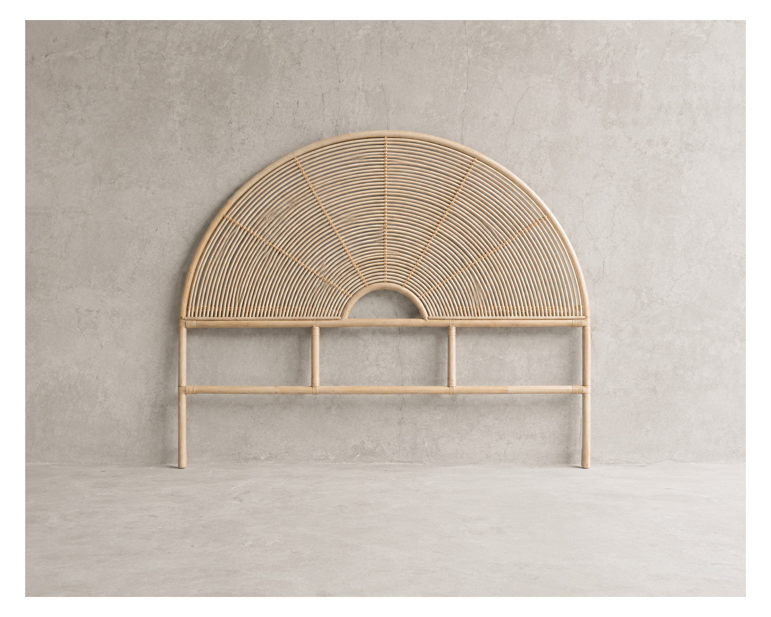 Testata in stile etnico "Solira" in rattan, forma rotonda 160 cm