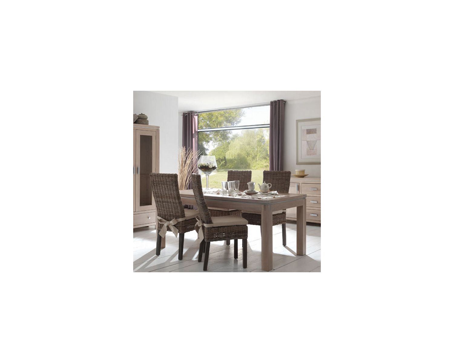 Sedia Casita "Kansas" in rattan con cuscino di seduta ecru