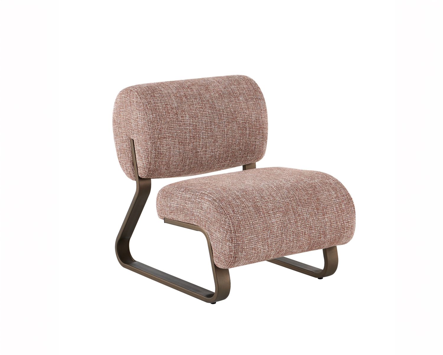 Poltrona dal design retrò "Luno" con struttura in metallo color bronzo