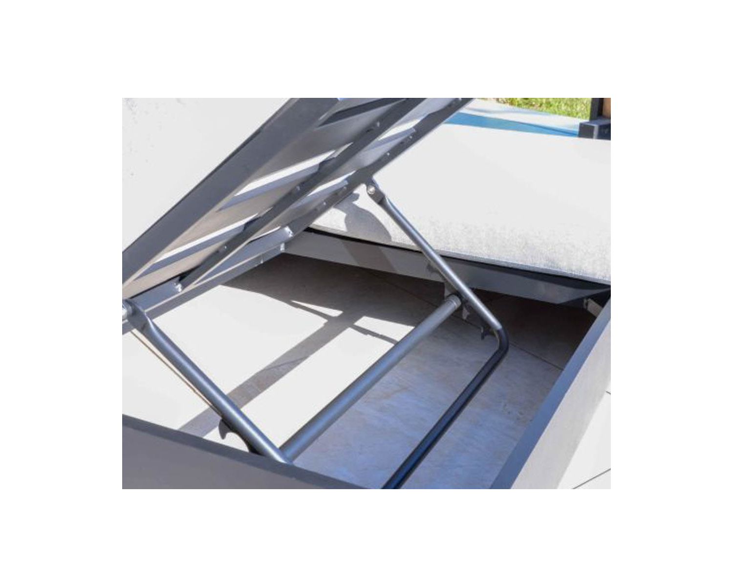 Lettino da giardino "Lisboa" a 2 posti in tessuto grigio e alluminio antracite