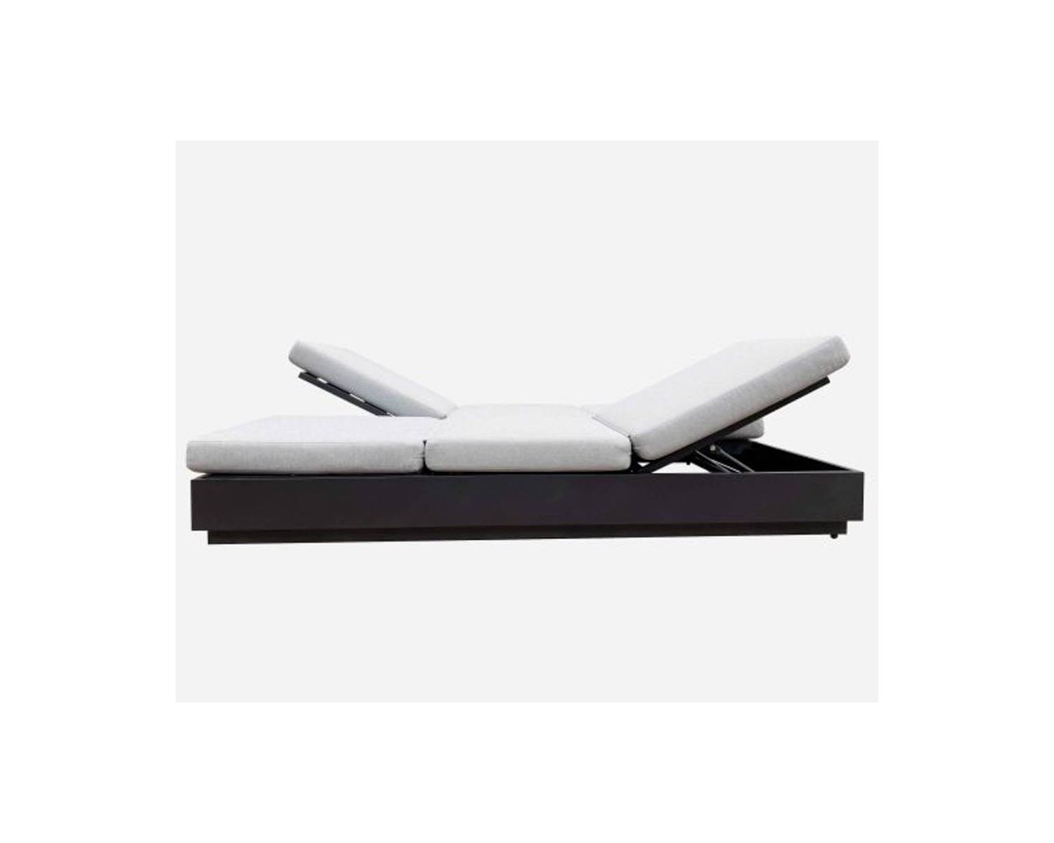 Lettino da giardino "Lisboa" a 2 posti in tessuto grigio e alluminio antracite