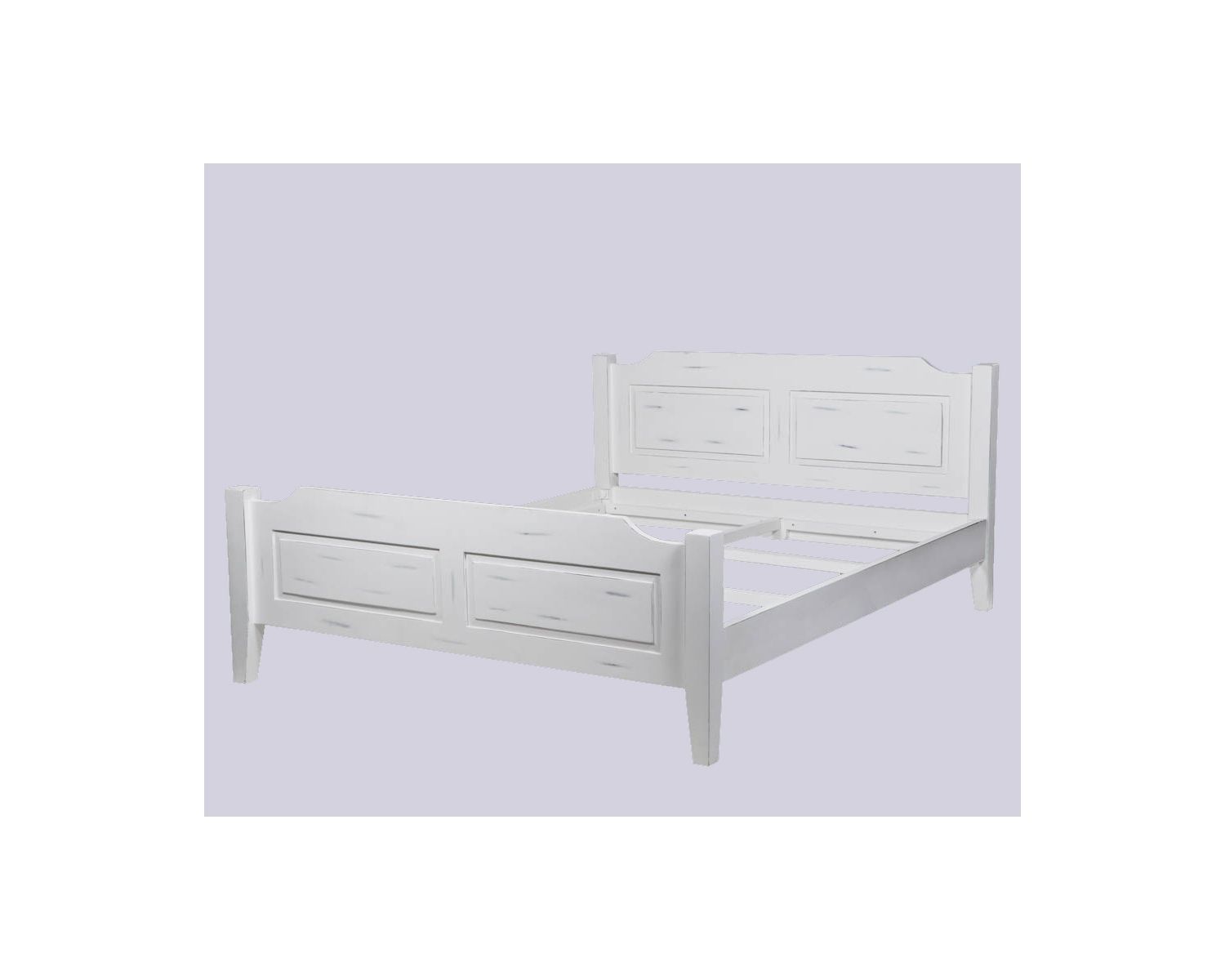 Letto di charme "Soléa" 160x200 in legno massiccio di mango verniciato con effetto invecchiato