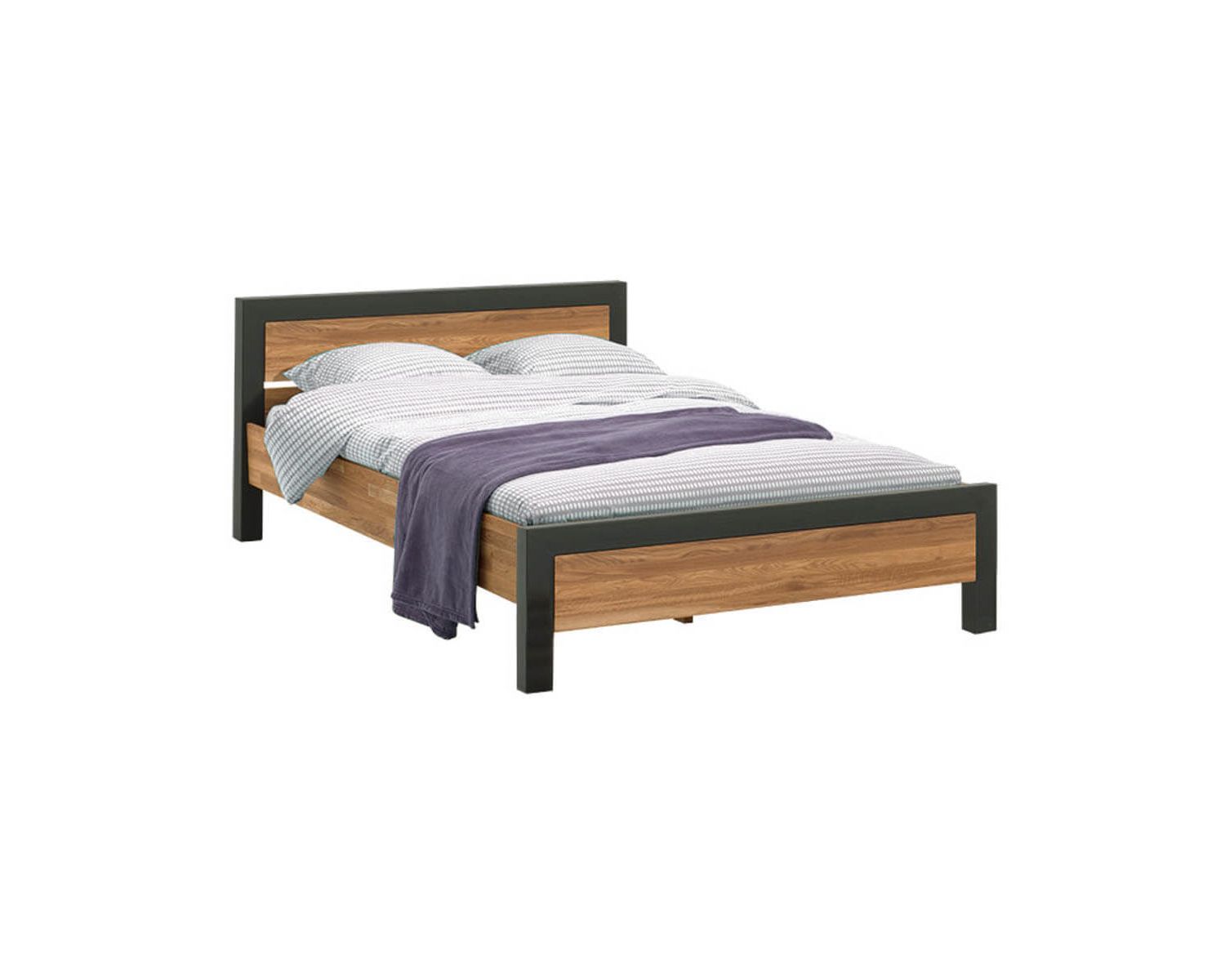 Letto matrimoniale in metallo e legno in stile industriale 180x200 cm "Catania