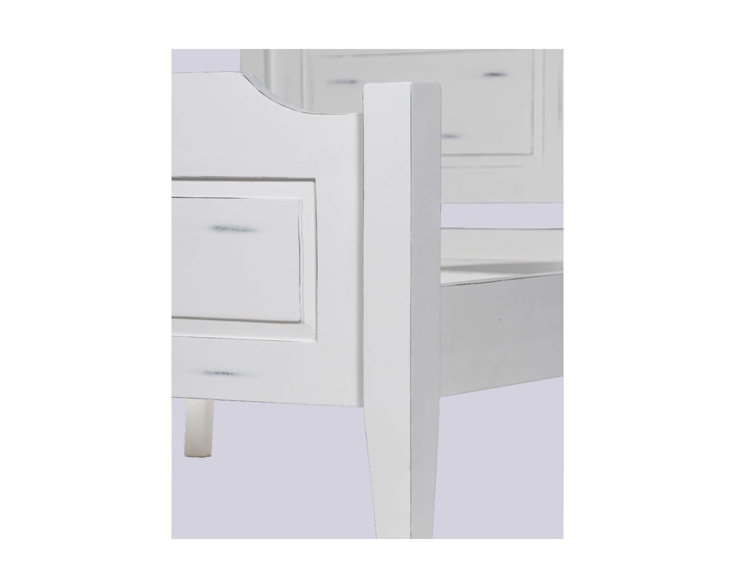 Letto di charme "Soléa" 160x200 in legno massiccio di mango verniciato con effetto invecchiato