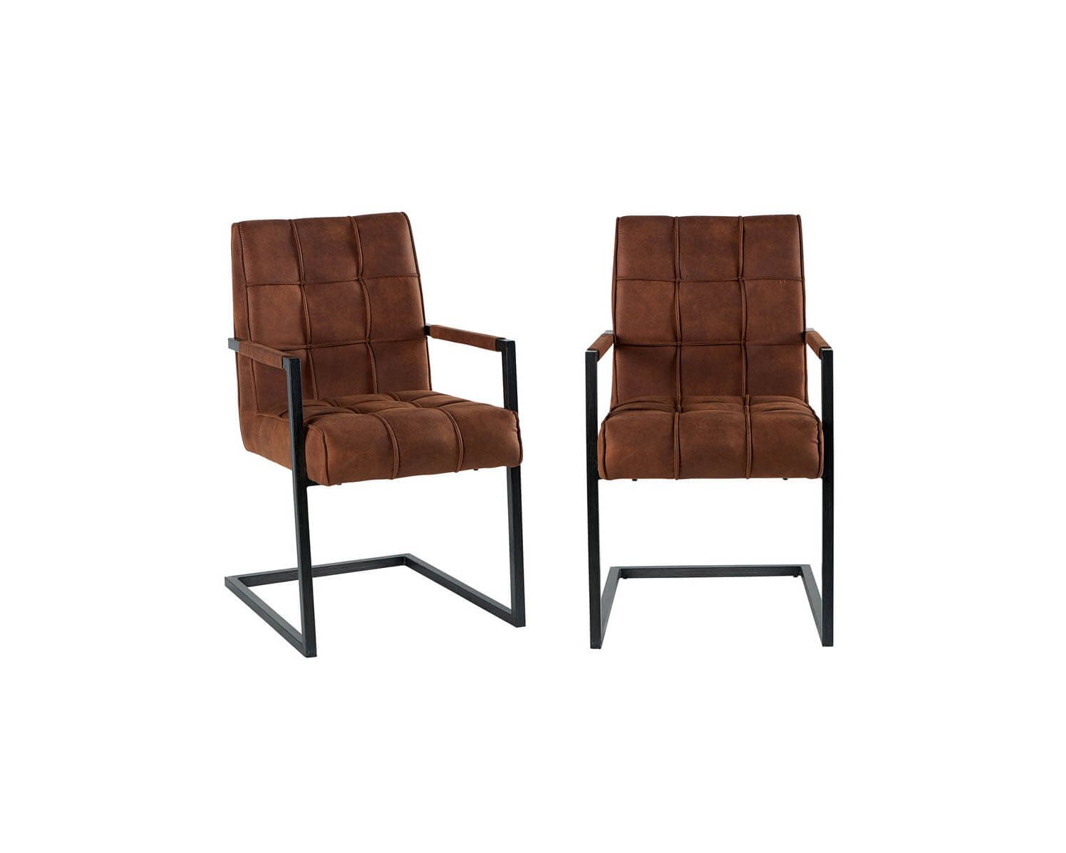 Set di 2 sedie imbottite dal design retrò "Chaise Casita" in tessuto metallico