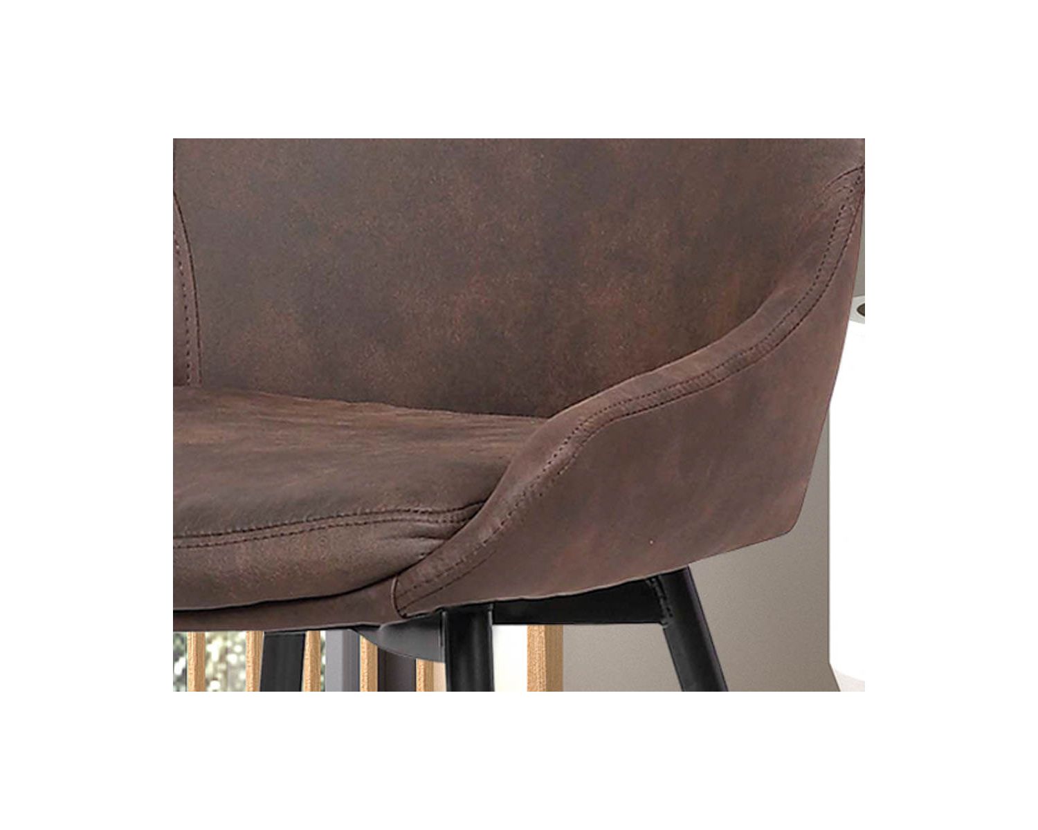 Set di 2 sedie di design "Malo" in metallo nero e tessuto in microfibra marrone