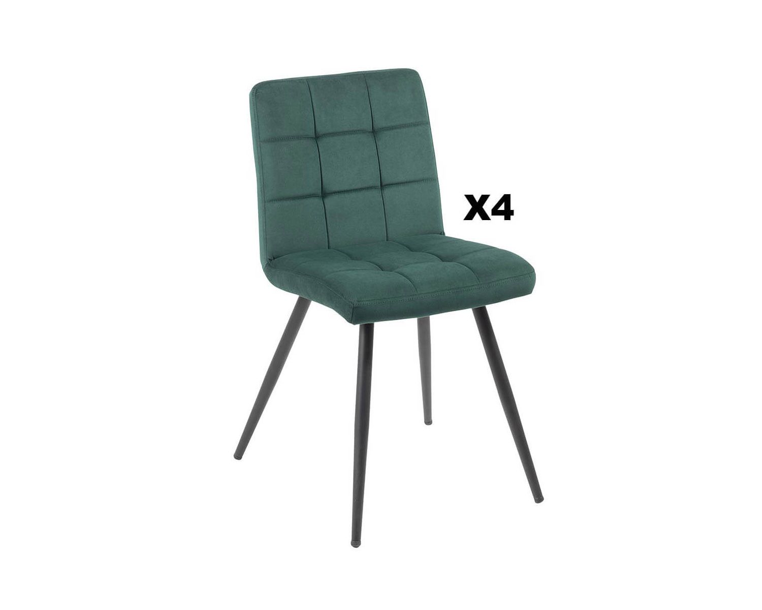 Set di 4 sedie scandinave "Sando" Casita in metallo verde e tessuto nero