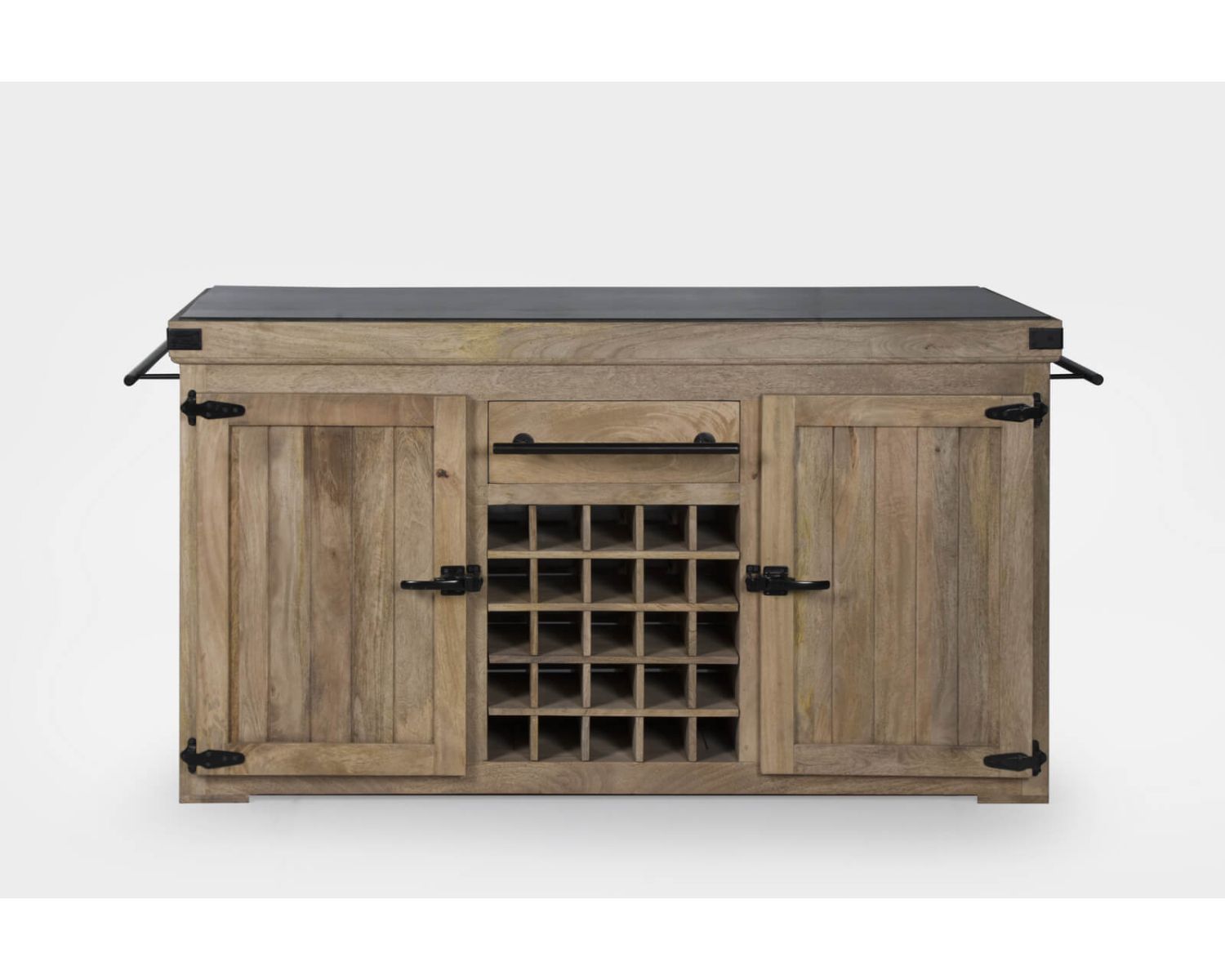 Blocco cucina grande in legno massiccio "Grand Chef" con piano in pietra 165 cm