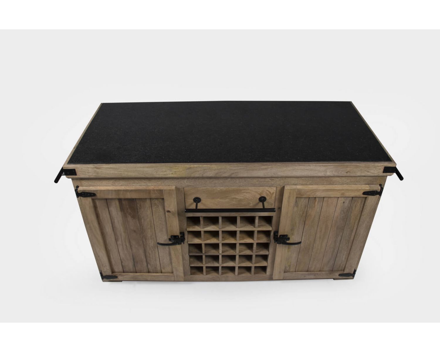 Blocco cucina grande in legno massiccio "Grand Chef" con piano in pietra 165 cm