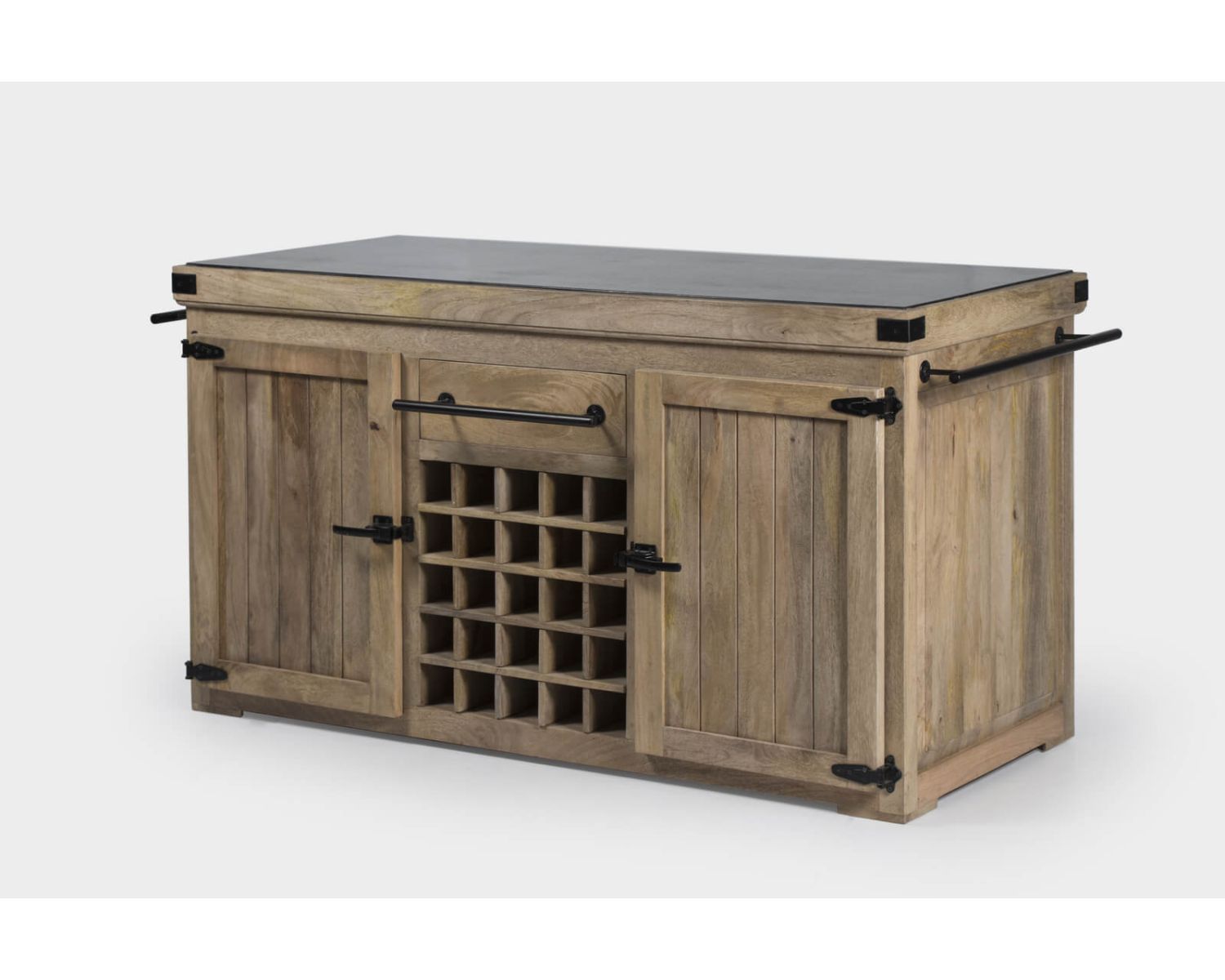 Blocco cucina grande in legno massiccio "Grand Chef" con piano in pietra 165 cm