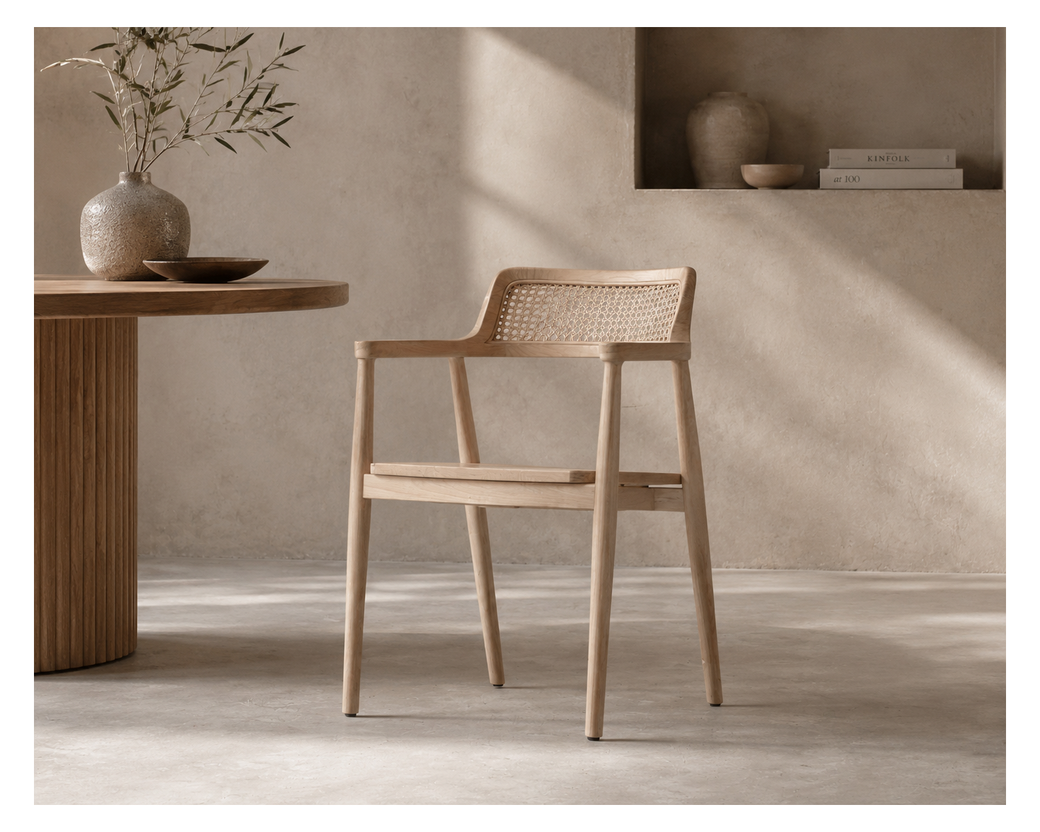 Sedia da pranzo con braccioli dal design essenziale "Vogue" in legno di sungkai