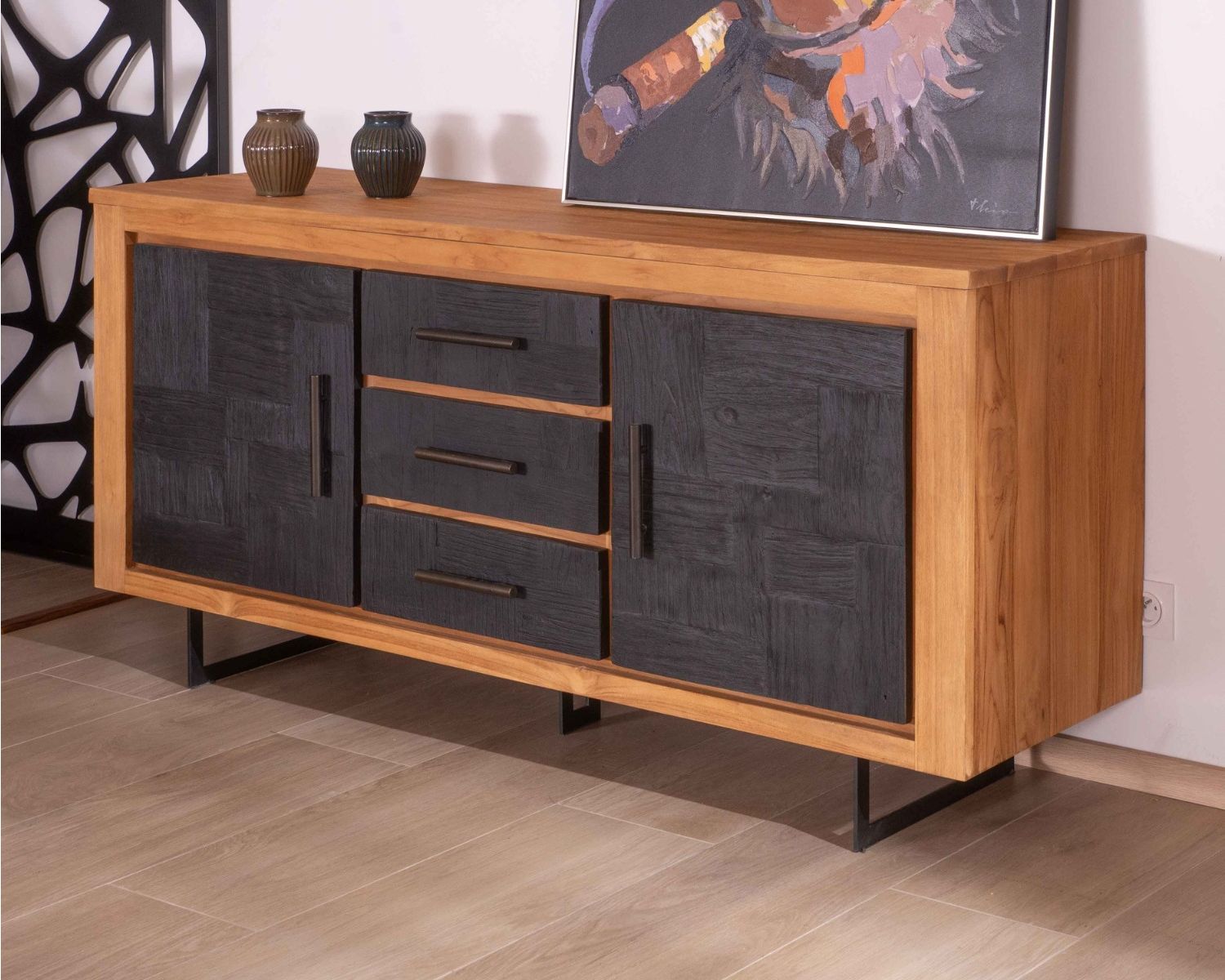 Credenza in legno "Trend" a 2 ante e 3 cassetti 180 cm