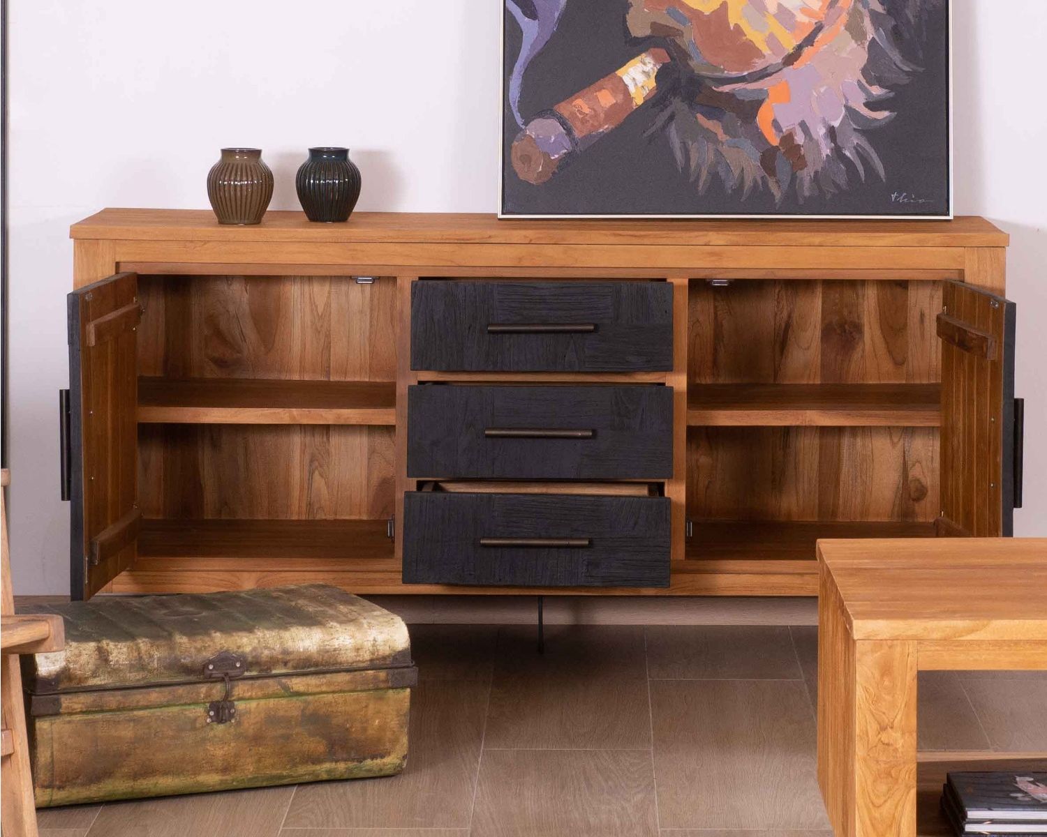Credenza in legno "Trend" a 2 ante e 3 cassetti 180 cm