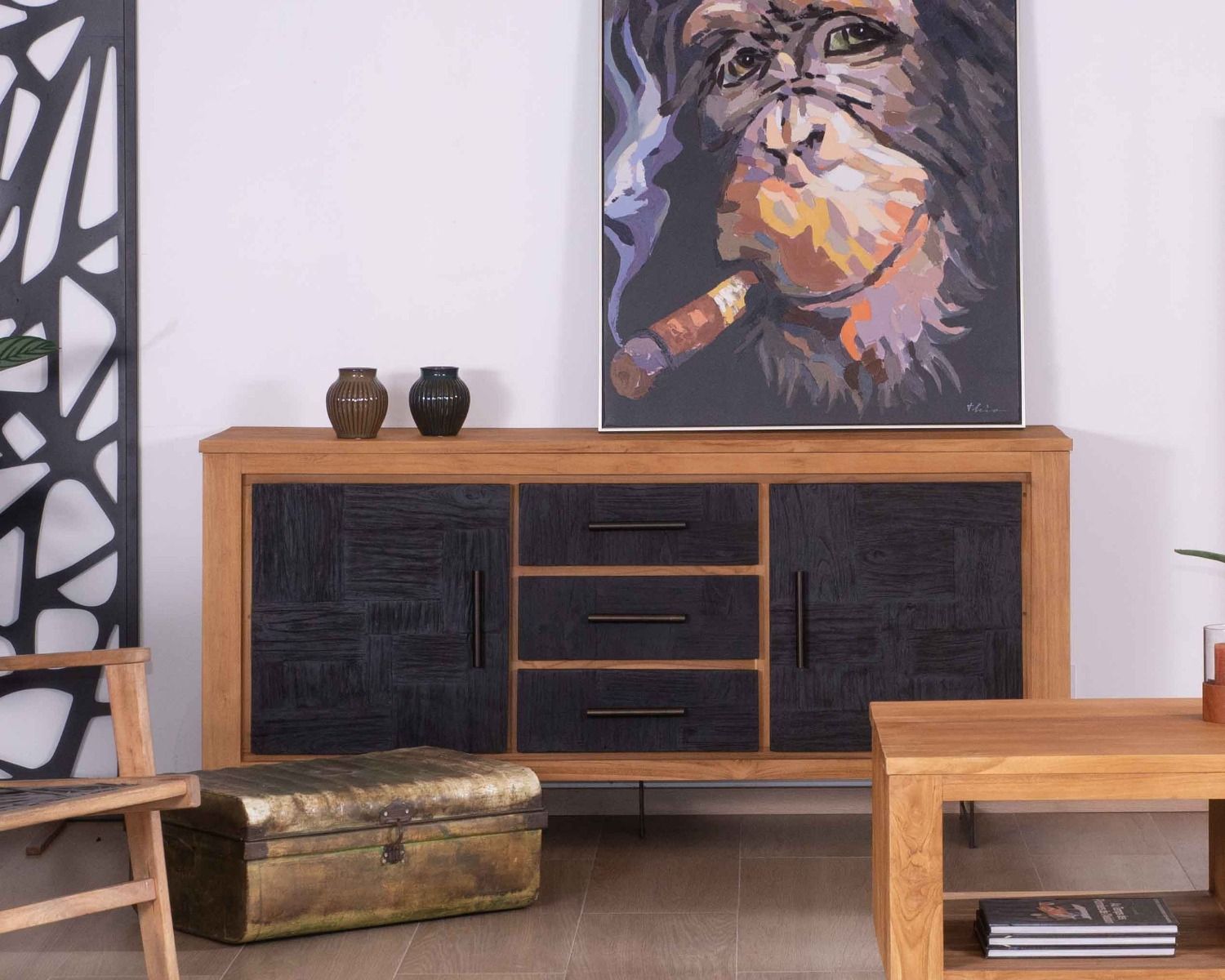 Credenza in legno "Trend" a 2 ante e 3 cassetti 180 cm