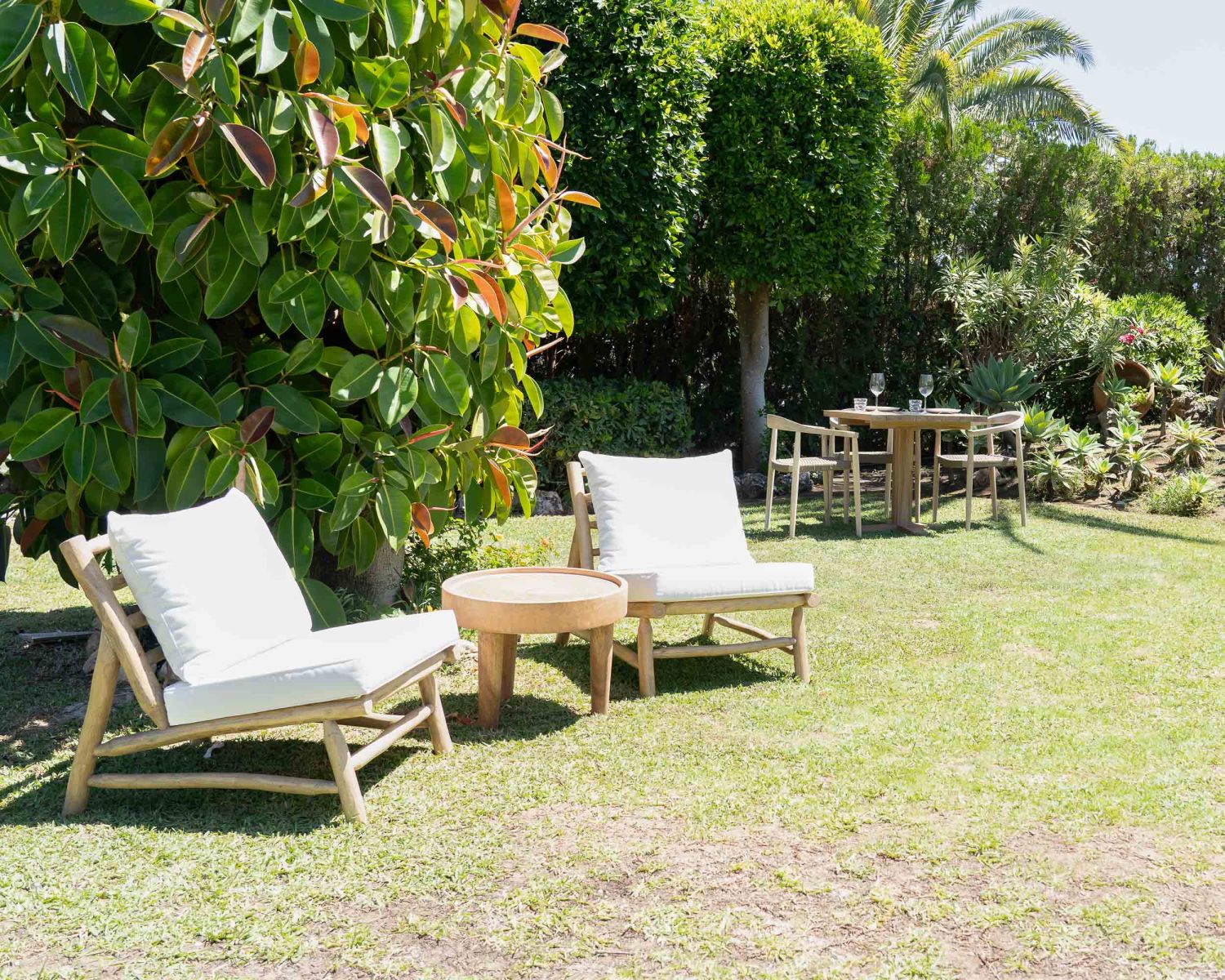 Poltrona da esterno in stile etnico "Sumatra" con rami di teak