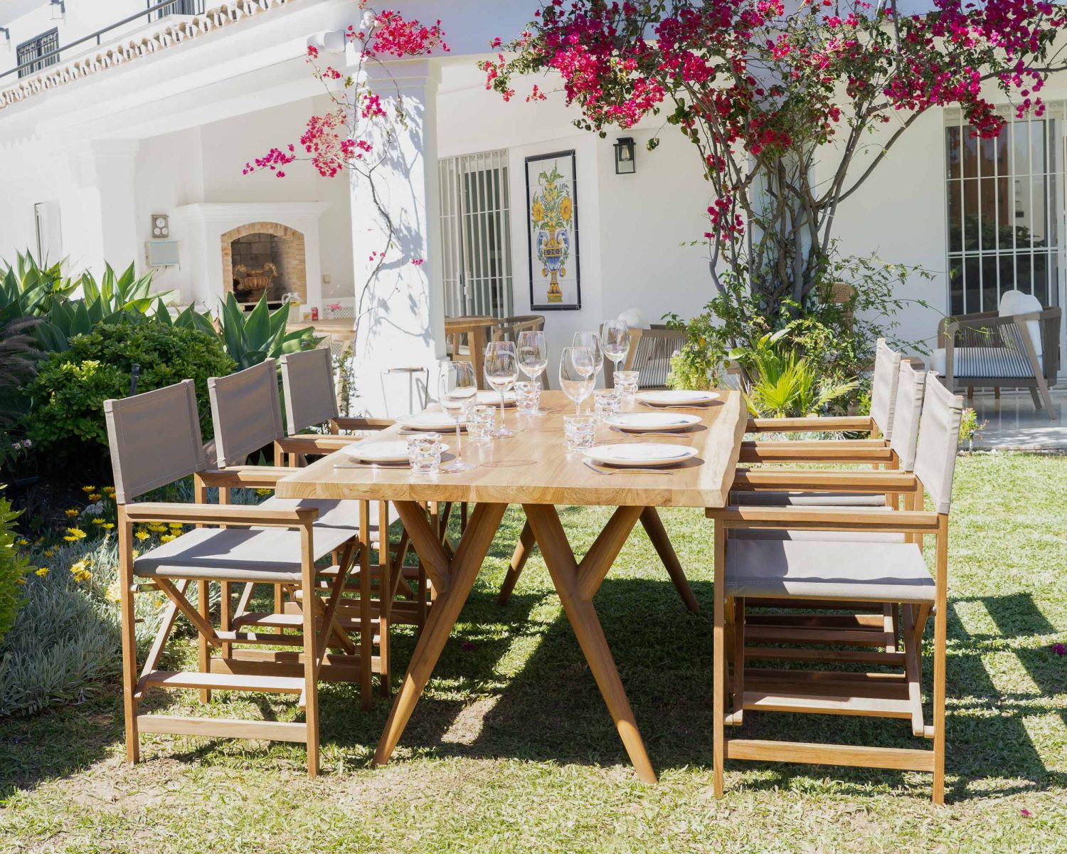 Tavolo da pranzo rettangolare "Tiska" in teak naturale, 200 cm