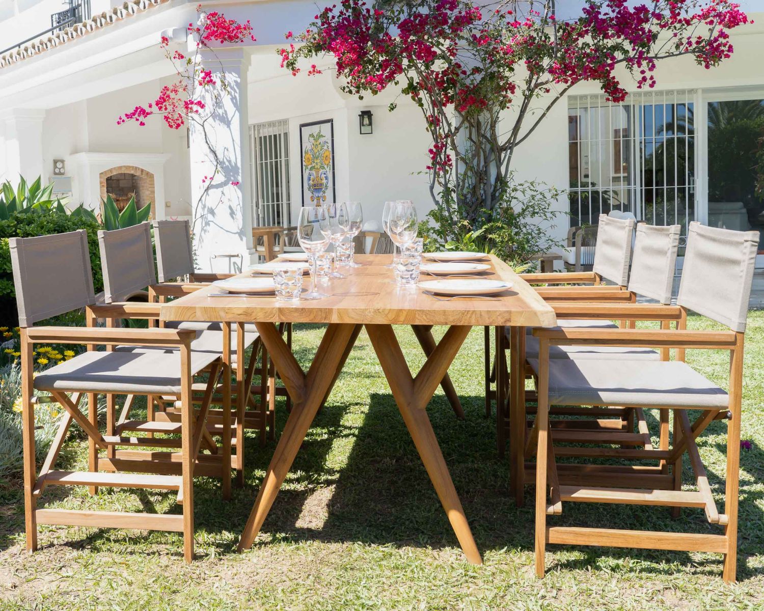 Tavolo da pranzo rettangolare "Tiska" in teak naturale, 200 cm