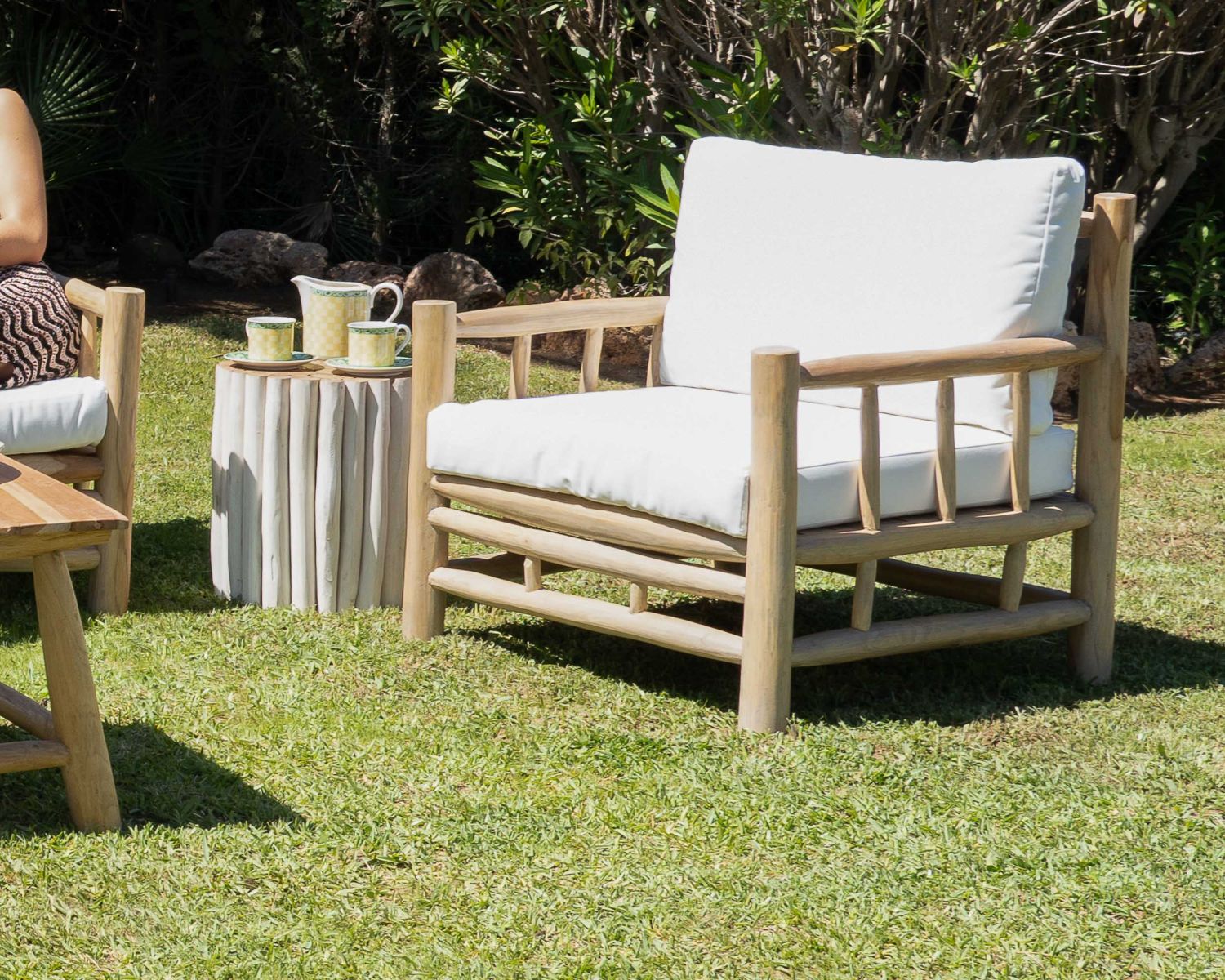 Mobili da giardino in stile etnico "Sumatra" in rami di teak