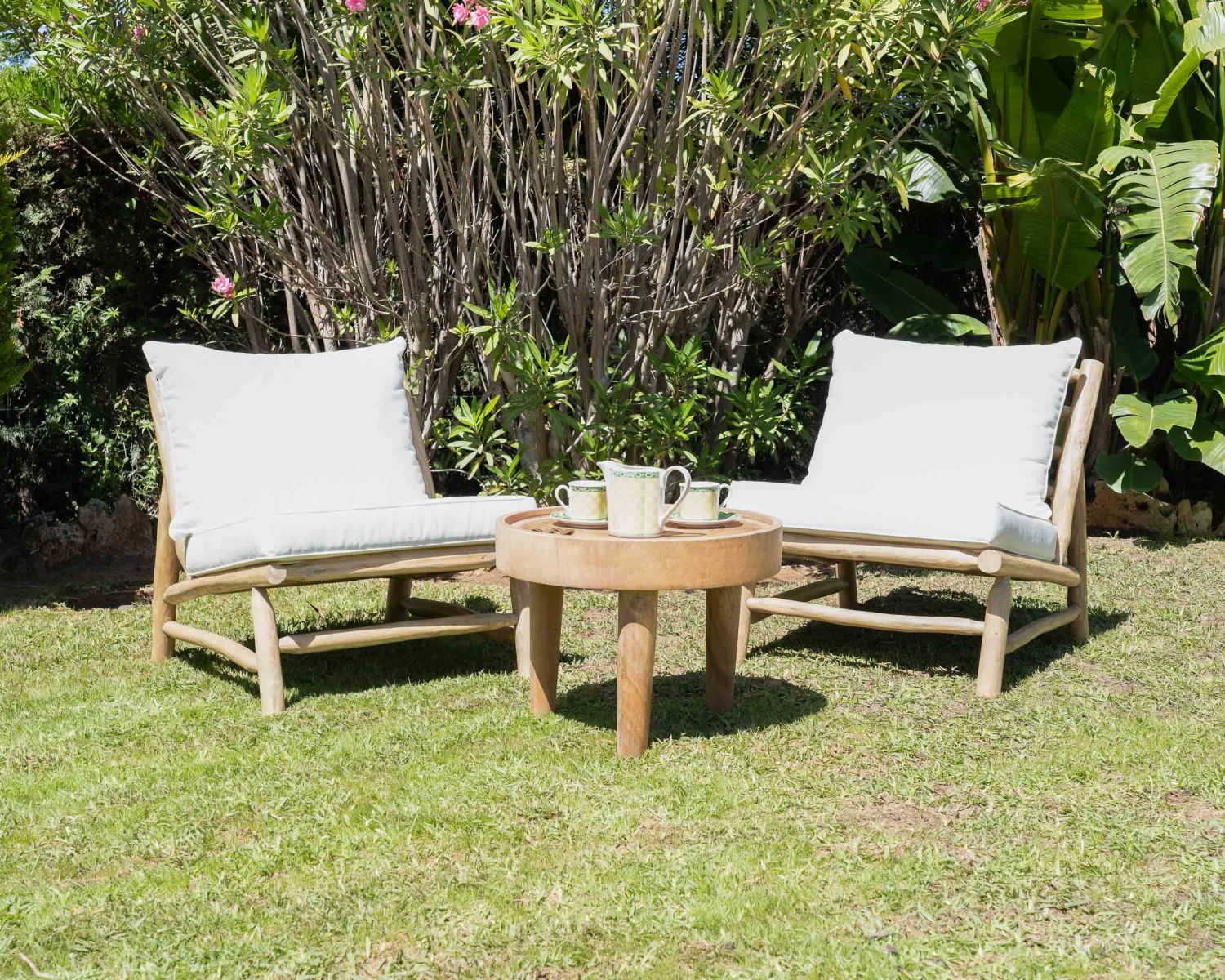 Poltrona da esterno in stile etnico "Sumatra" con rami di teak