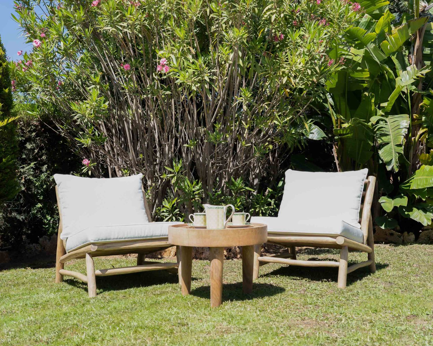 Poltrona da esterno in stile etnico "Sumatra" con rami di teak