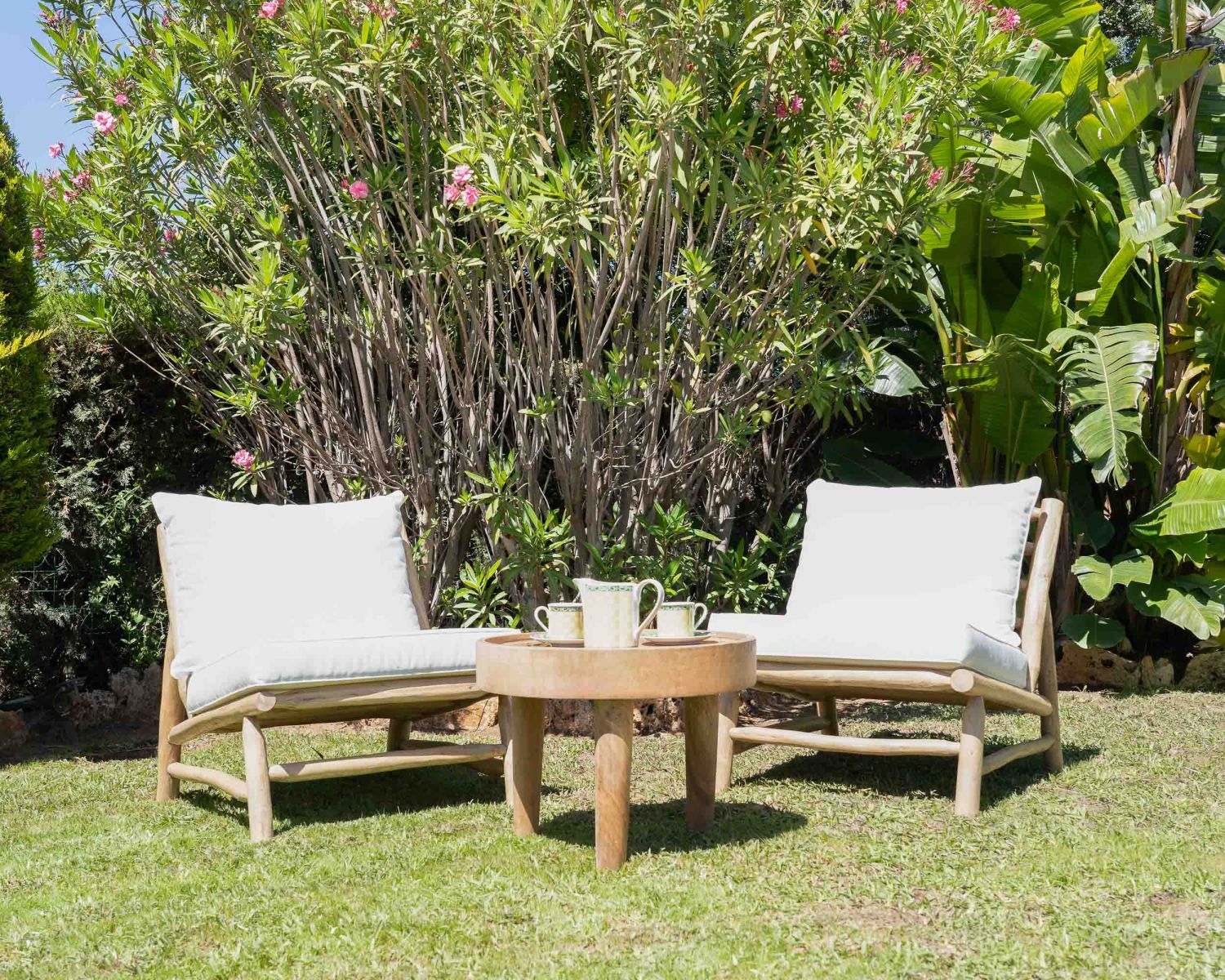 Poltrona da esterno in stile etnico "Sumatra" con rami di teak