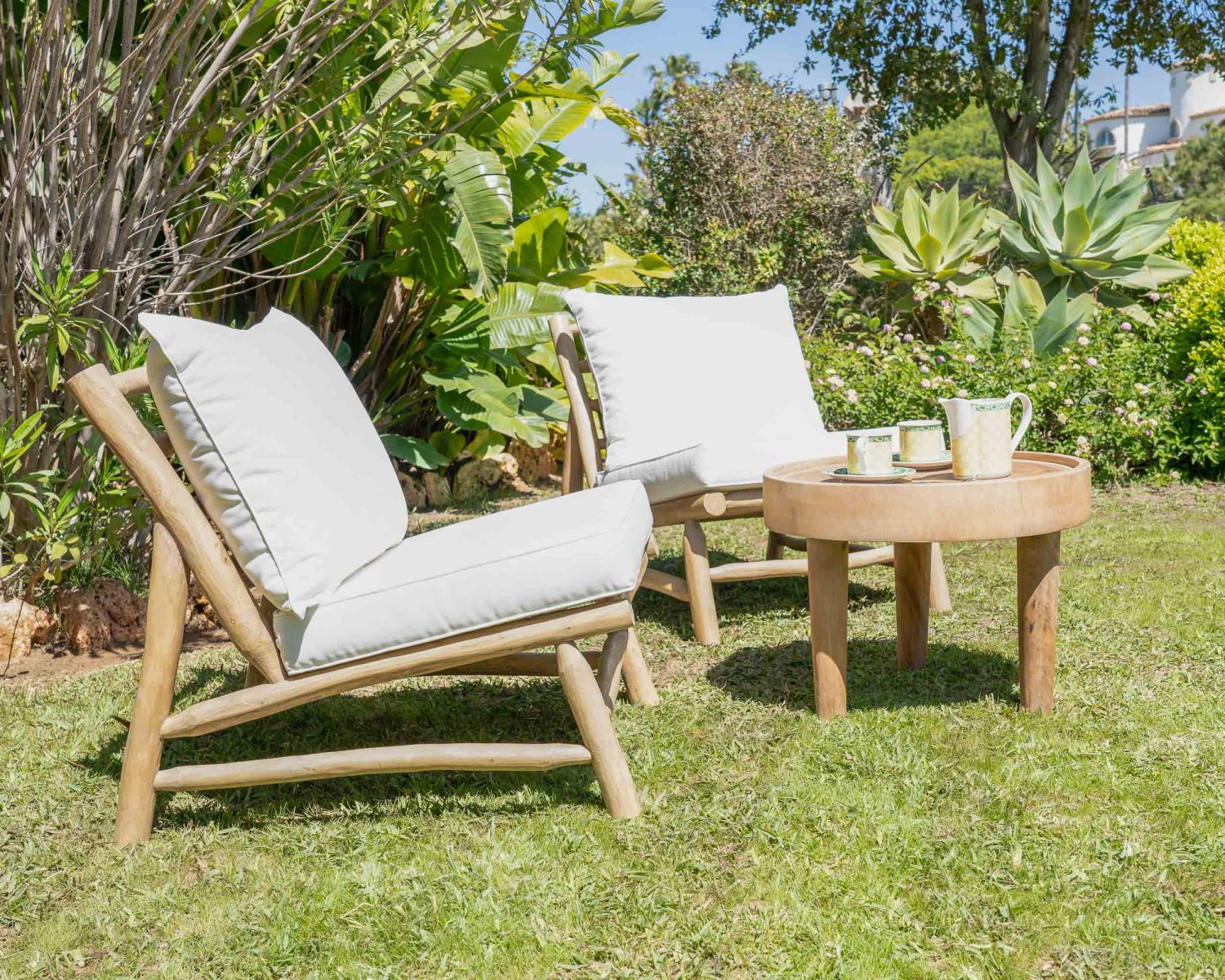 Poltrona da esterno in stile etnico "Sumatra" con rami di teak