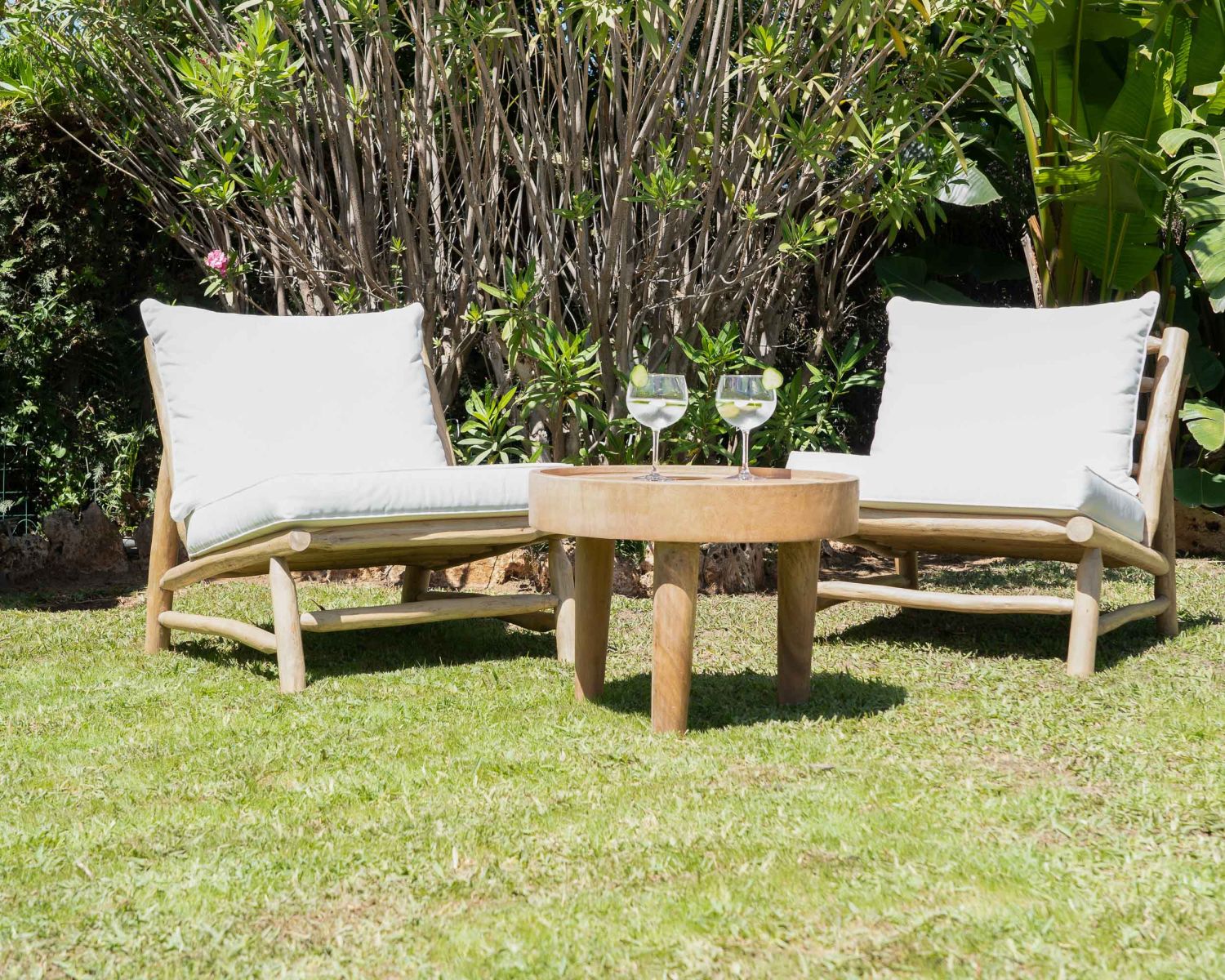 Poltrona da esterno in stile etnico "Sumatra" con rami di teak