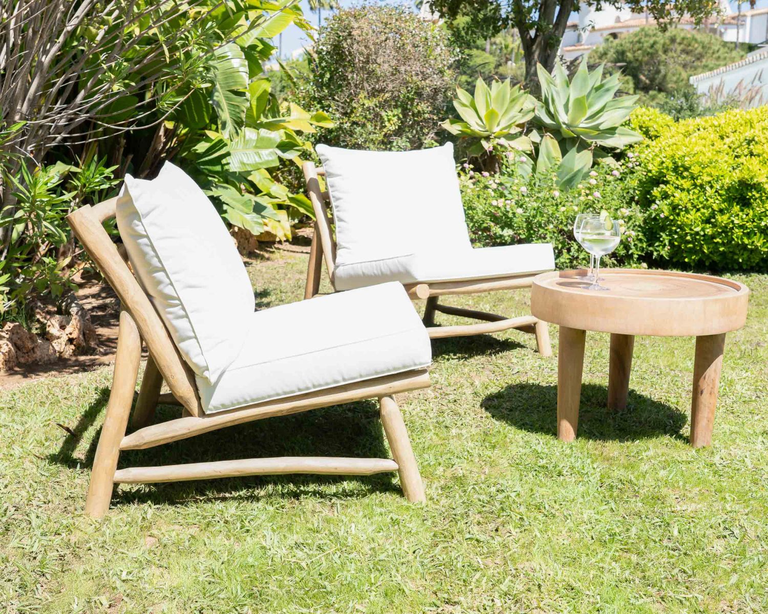 Poltrona da esterno in stile etnico "Sumatra" con rami di teak