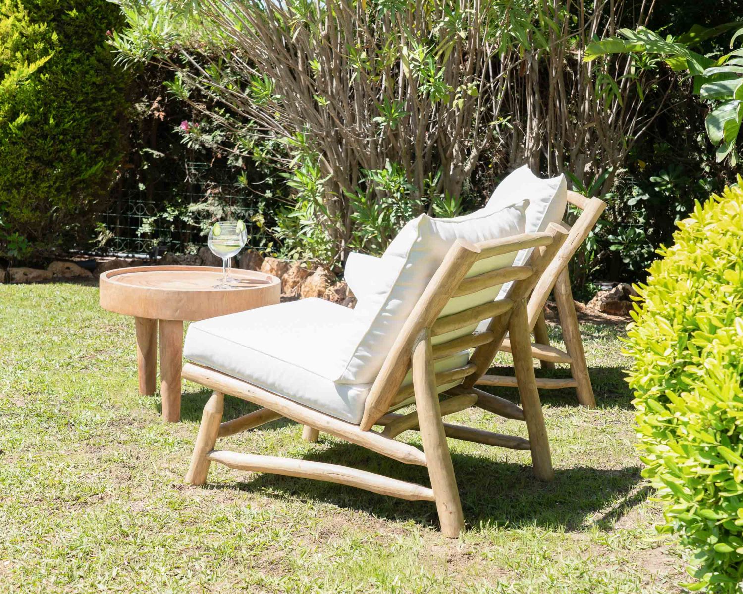 Poltrona da esterno in stile etnico "Sumatra" con rami di teak