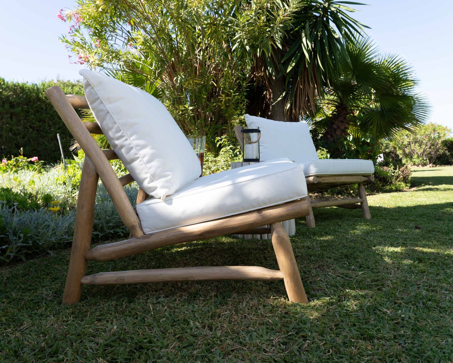 Poltrona da esterno in stile etnico "Sumatra" con rami di teak