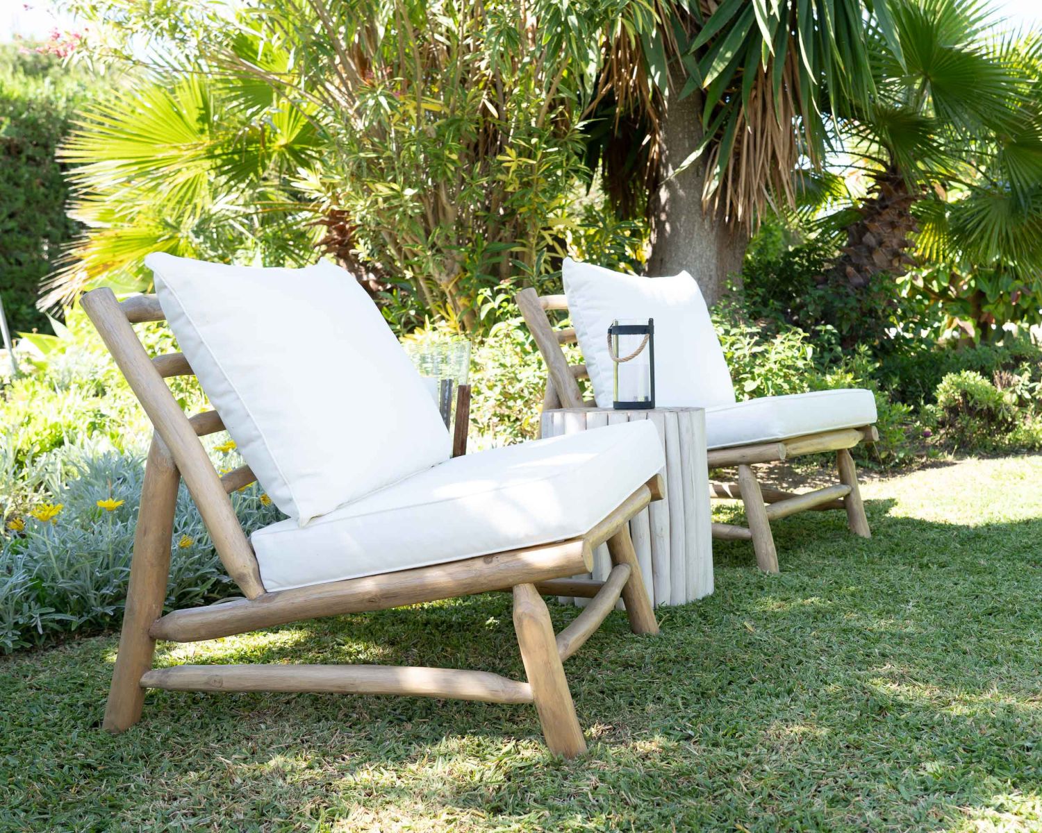 Poltrona da esterno in stile etnico "Sumatra" con rami di teak