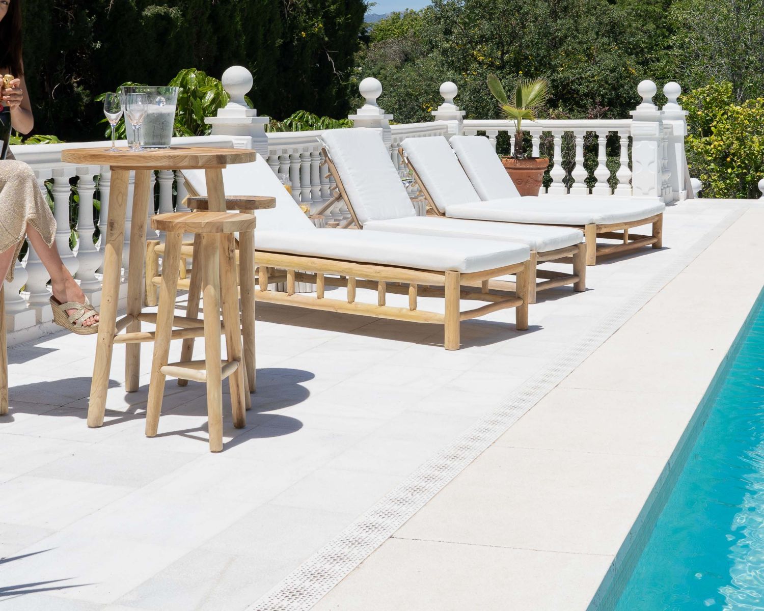 Sgabello etnico "Sumatra" da 75 cm in rami di teak