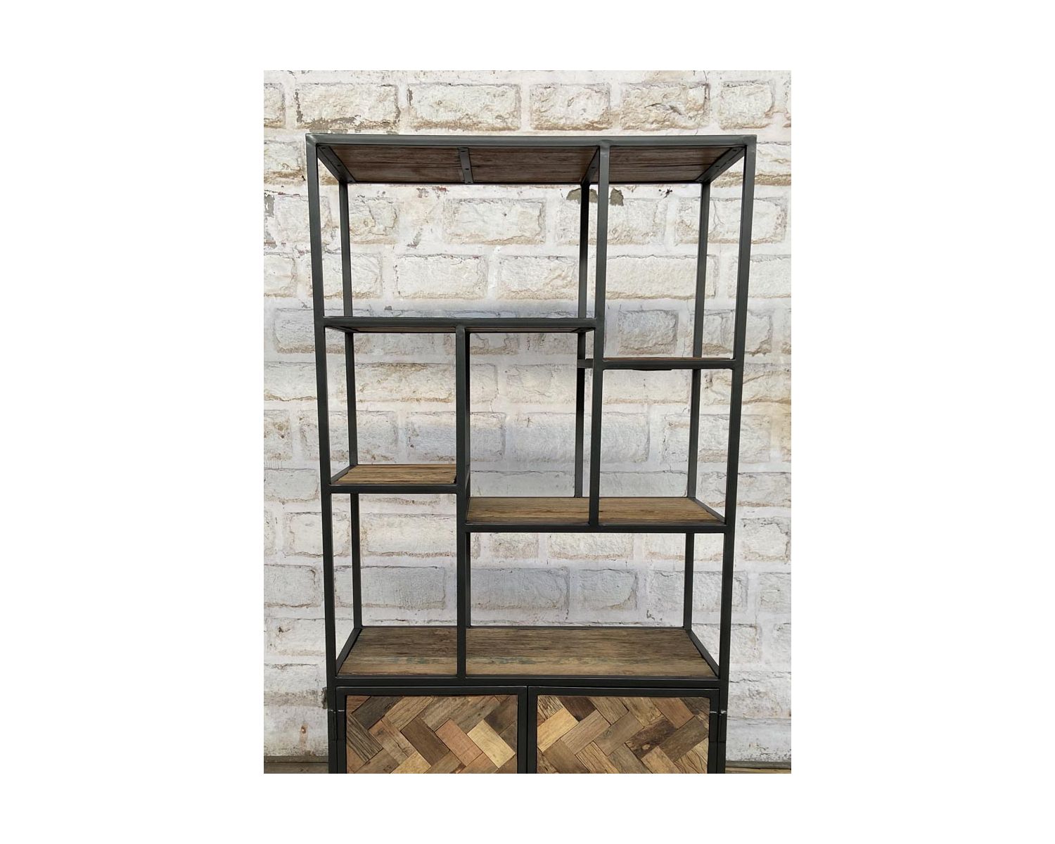 Libreria industriale 180x90 cm in metallo grigio e mango "Kaloupilé