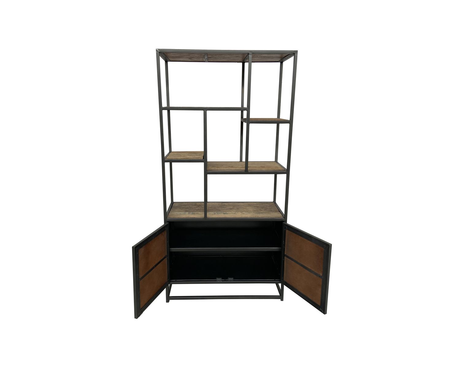 Libreria industriale 180x90 cm in metallo grigio e mango "Kaloupilé