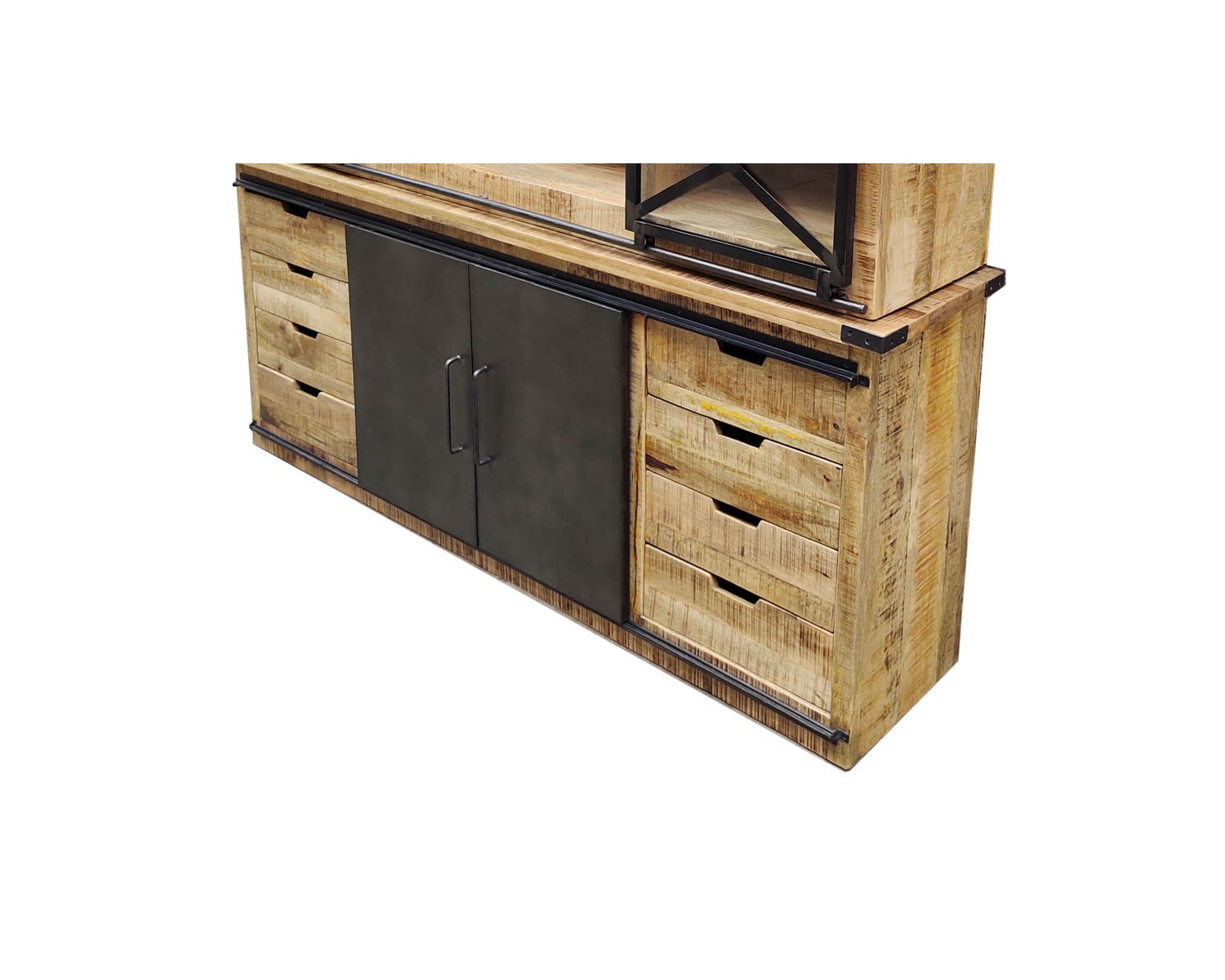 Armadio industriale per porcellane in metallo e legno "Caractère" con ante scorrevoli da 2 m