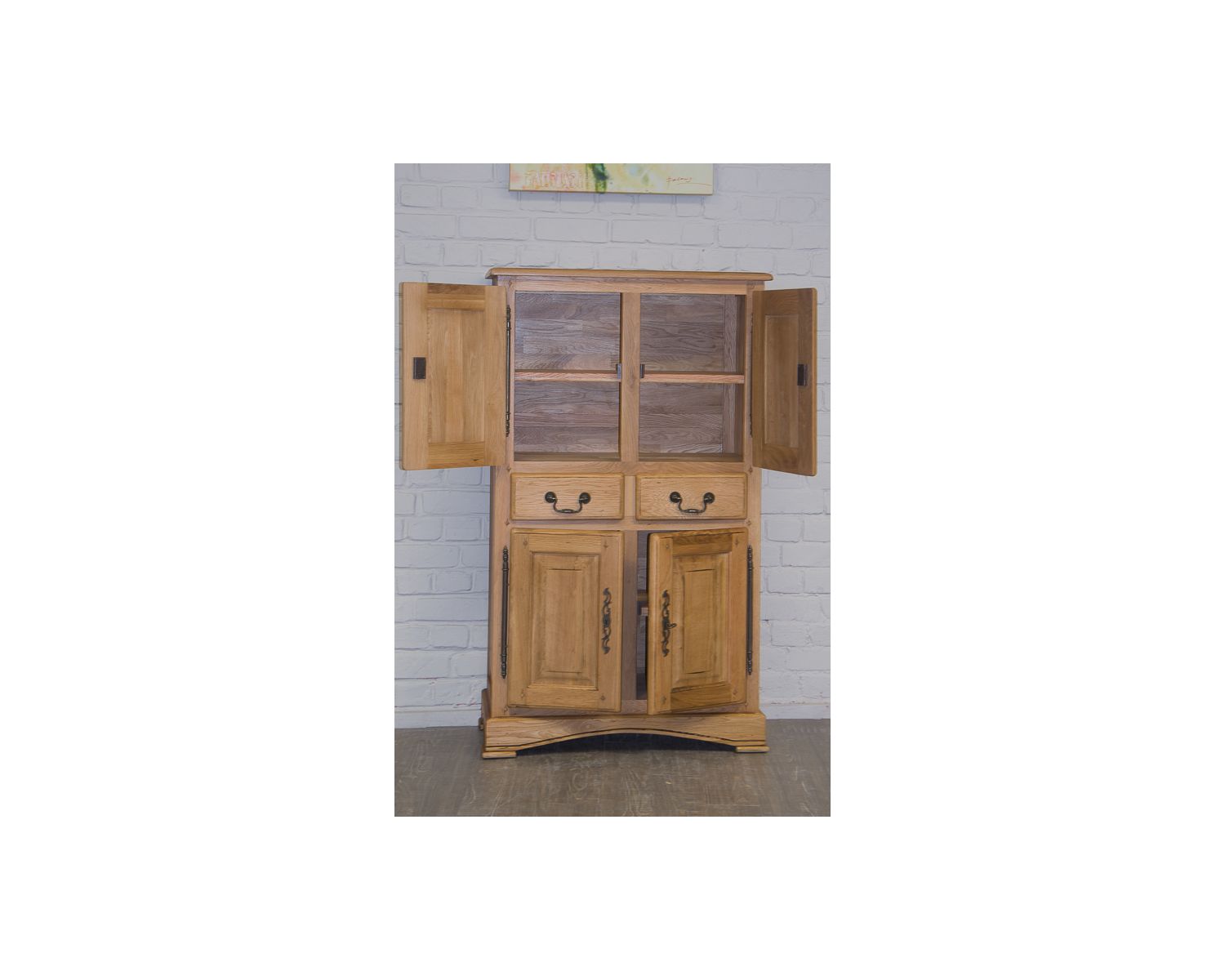 Armadietto a 4 ante e 2 cassetti in rovere massiccio "Campagnol