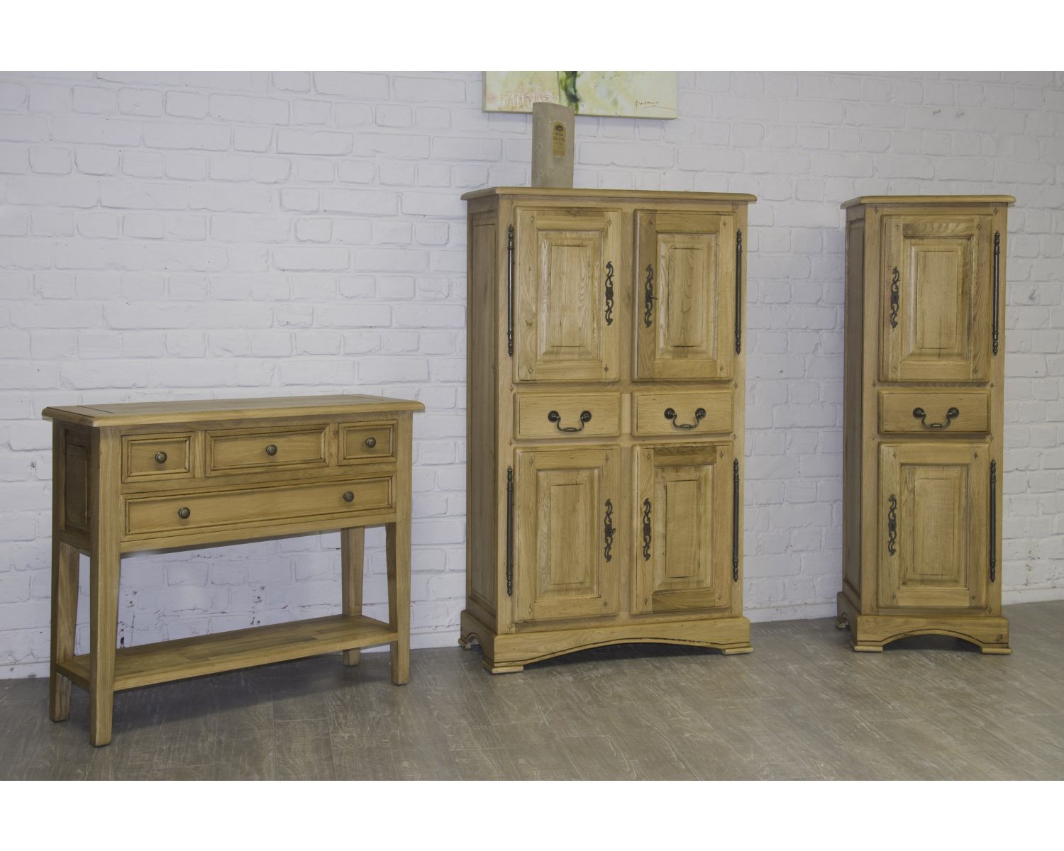 Consolle in rovere massiccio "Campagnol" con cassetti