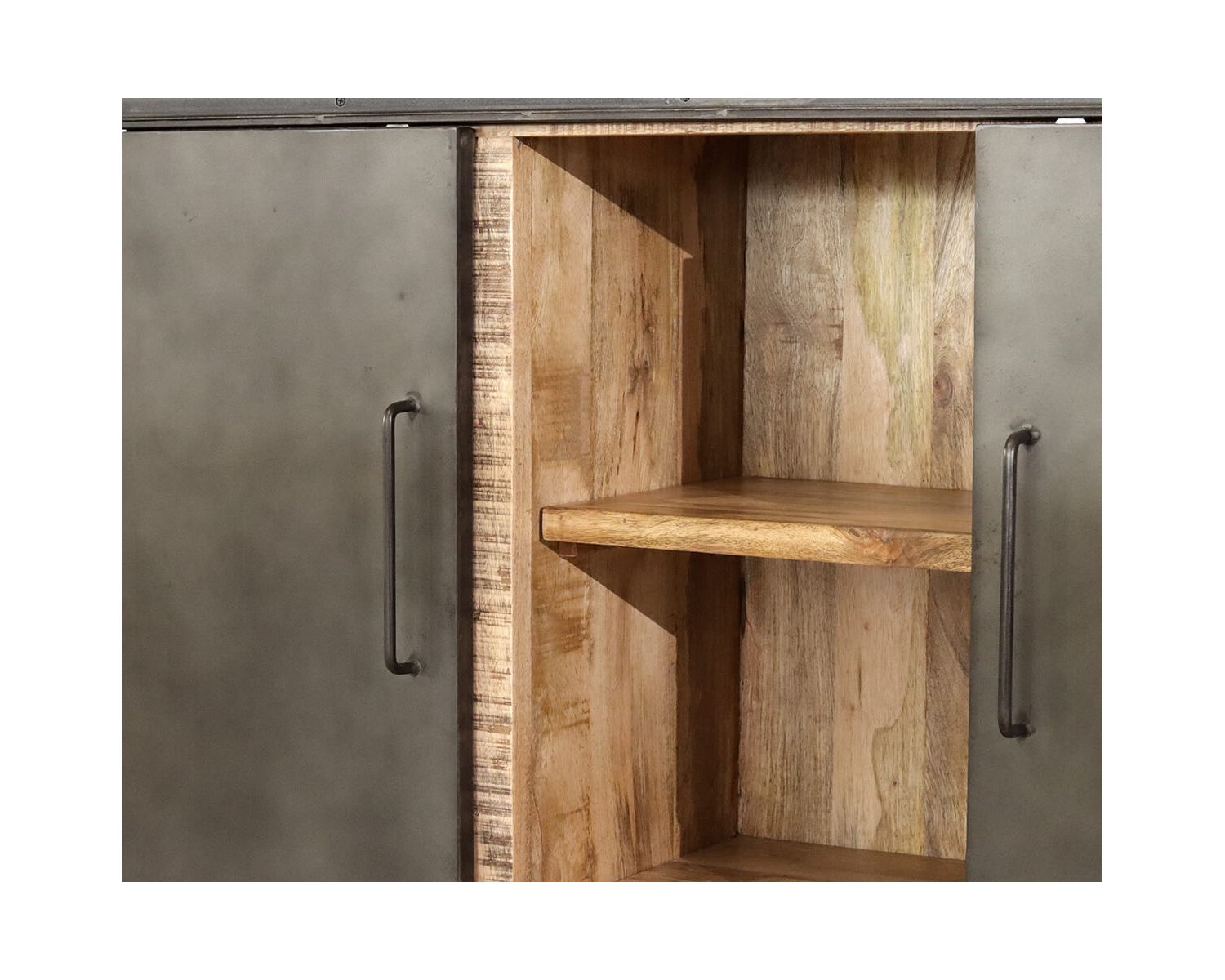 Armadio industriale per porcellane in metallo e legno "Caractère" con ante scorrevoli da 2 m