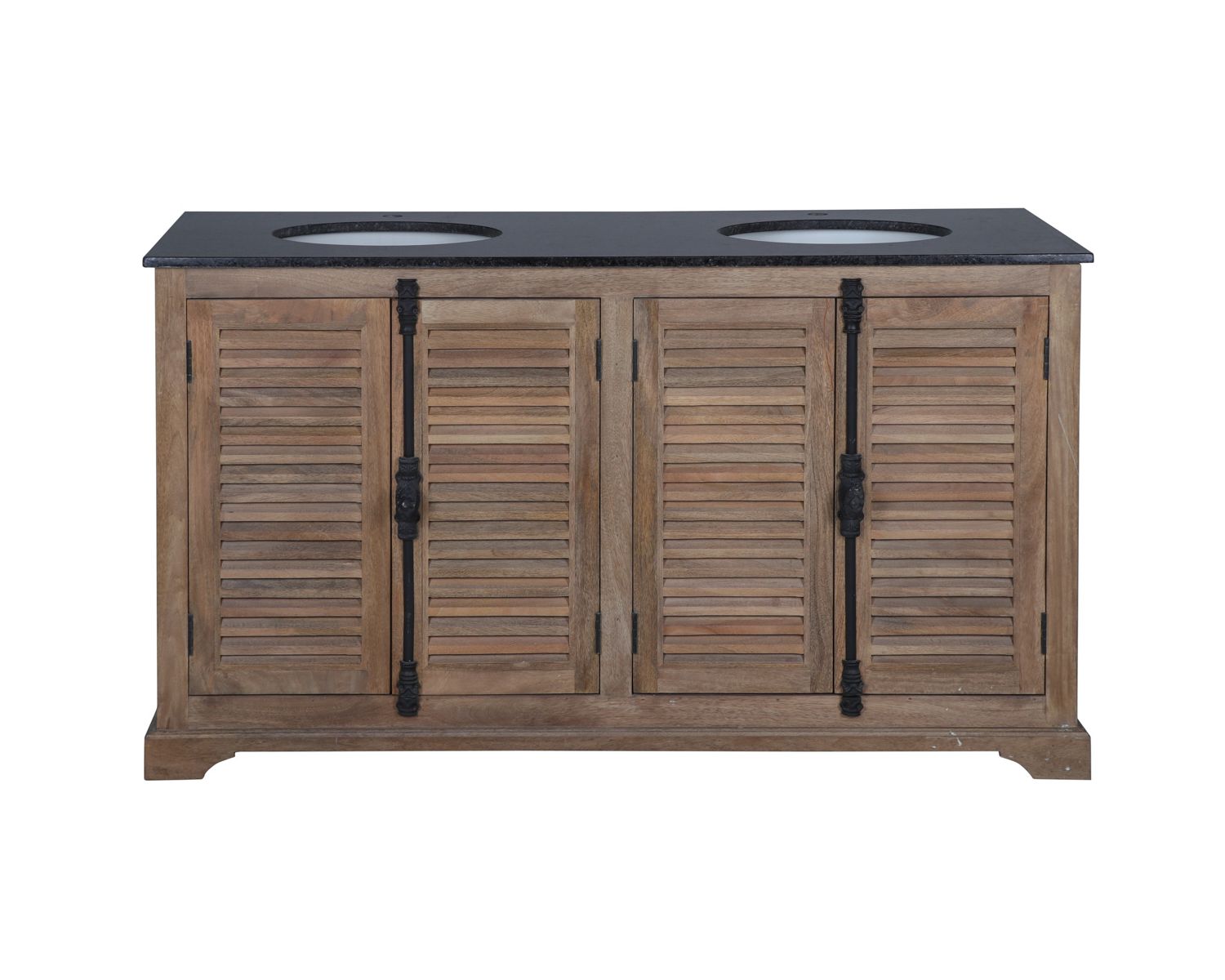 Mobiletto da bagno "Persienne" 150 cm con bulloni in cremonese e maniglie in marmo