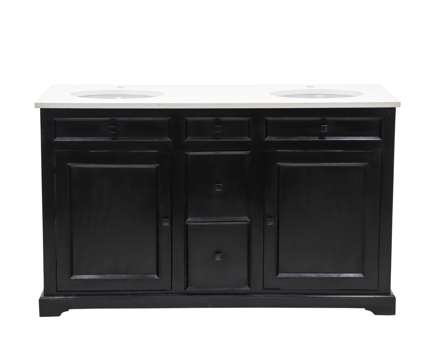 Mobile da bagno "Elegance" nero con piano in quarzo bianco